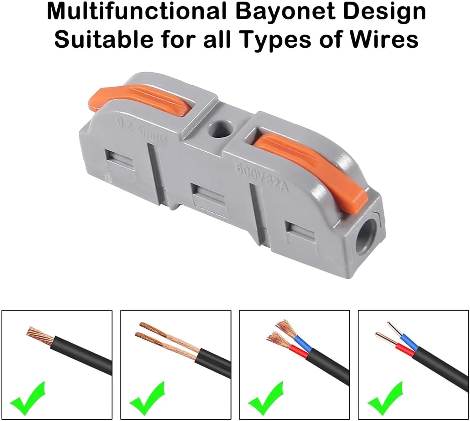 34/50/100pcs 1-on-1 Direct Insertion Compact Splicing Connector,nut Push in Fast Conductor,Suitable for Any Circuit Wire termina(100PCS Bag)