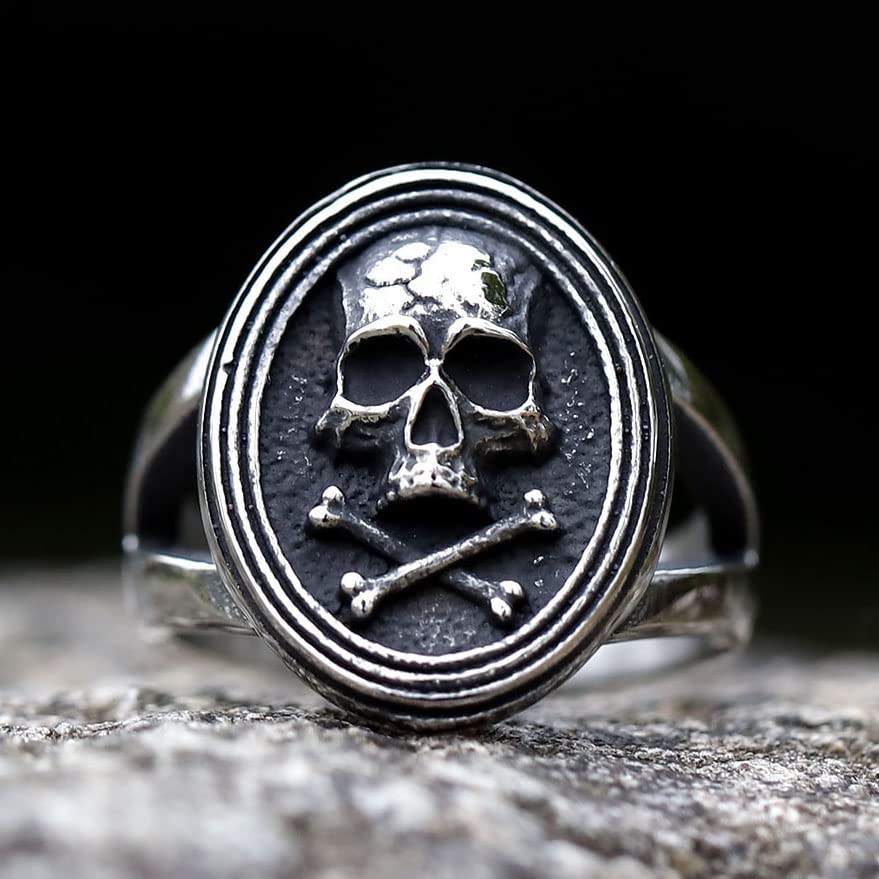 Image of 2023 Skull Ring Cool Evil Death Punk Rock Stainless Steel Rings Aly Style Jewelry