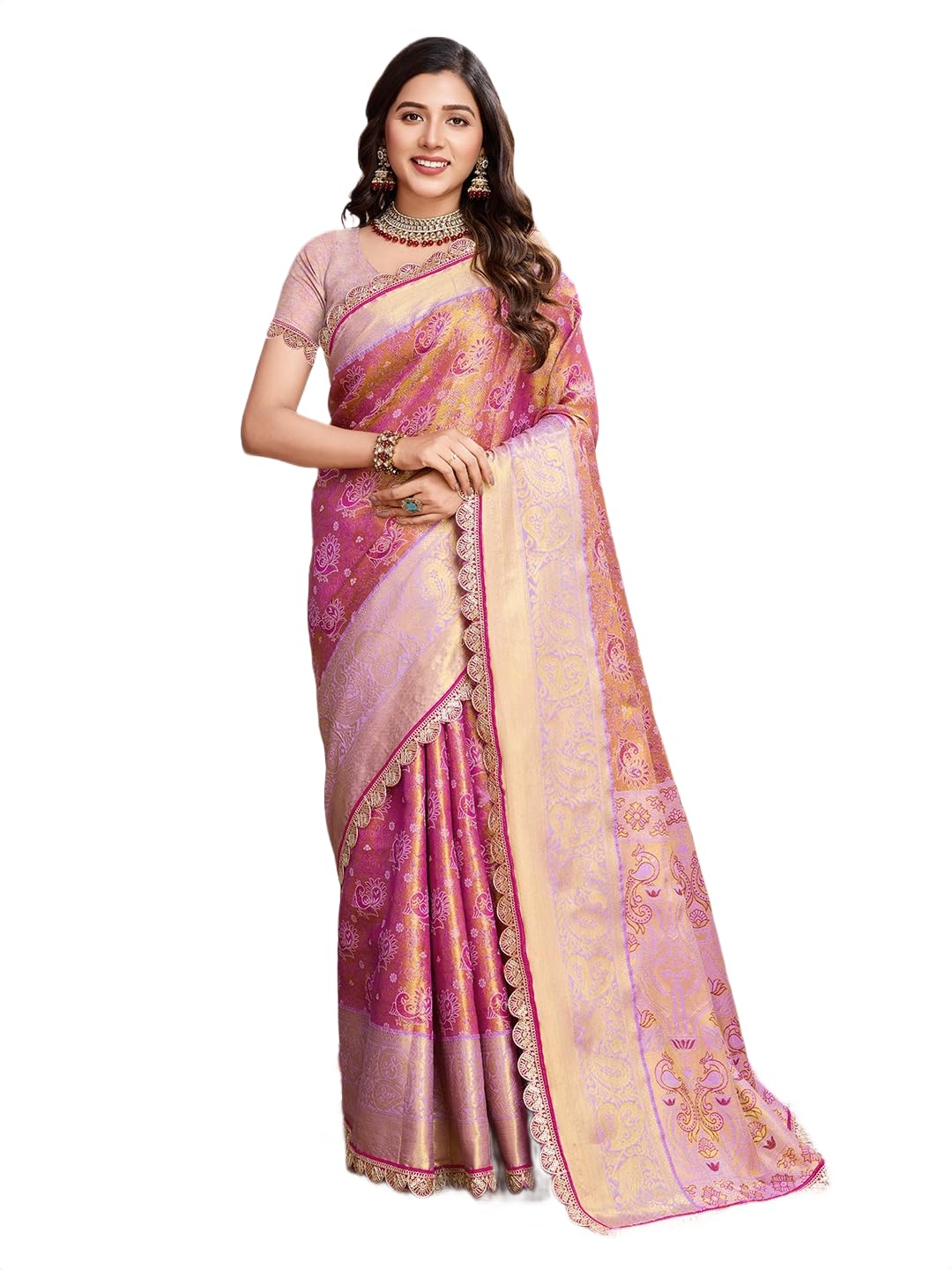 Woven Kanjivaram Silk Blend Saree-image-16