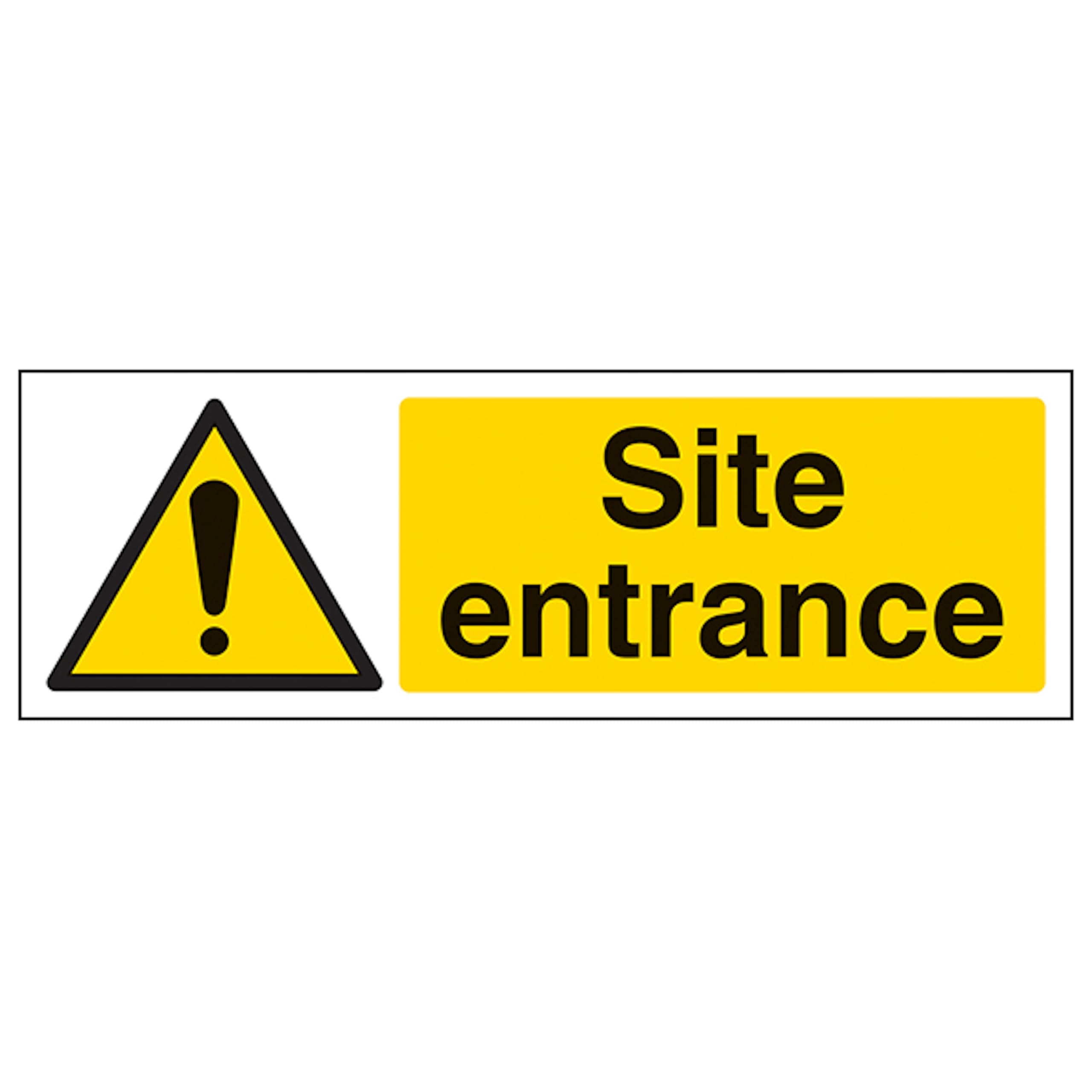 V Safety Site Entrance - Landscape 300 x 100 mm - Glow In The Dark 1mm Rigid Plastic Safety Sign