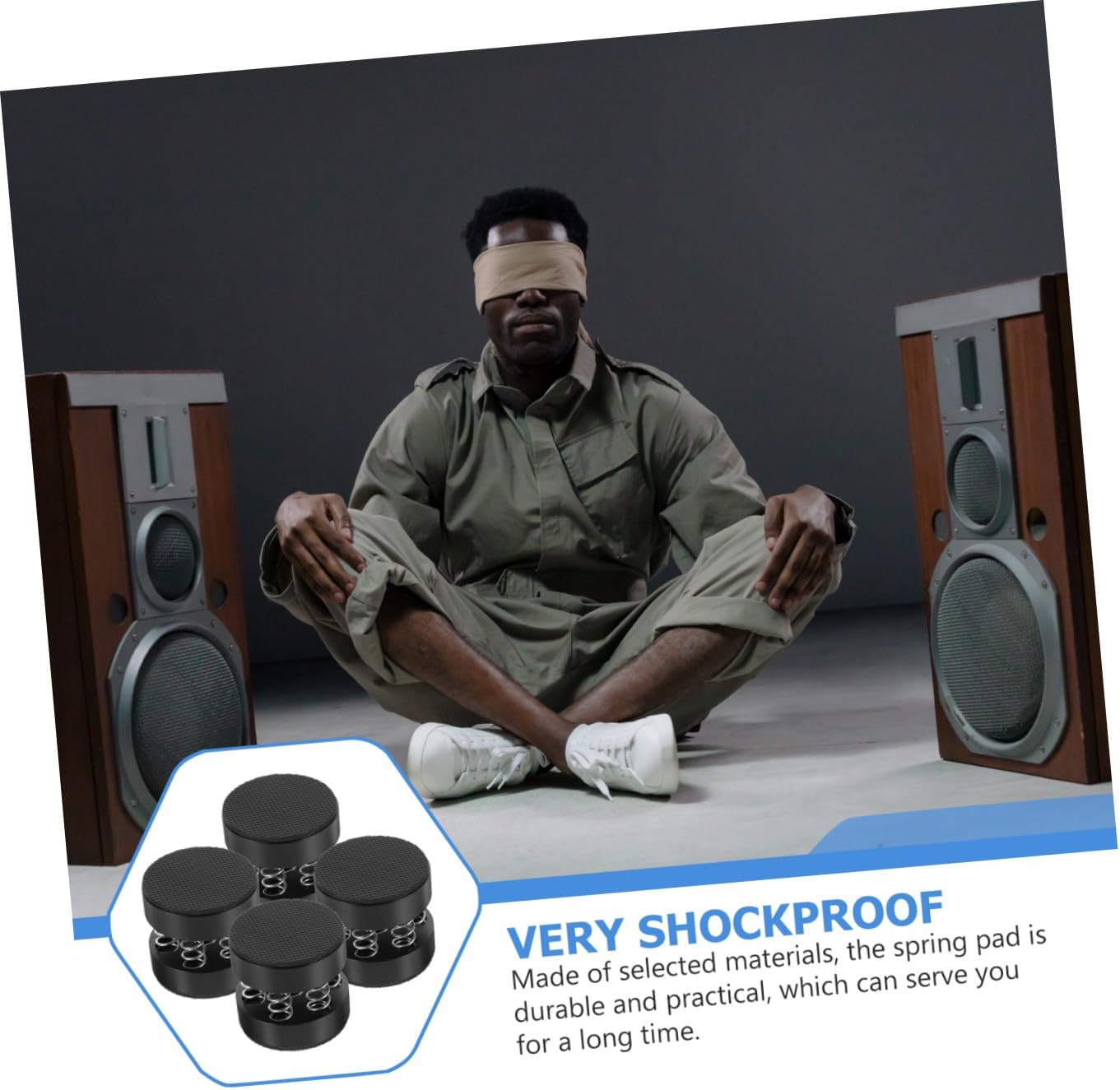 4pcs Shockproof Audio Spring Pads Non-Slip Speaker Feet for Enhanced Stability and Vibration Dampening for Home Theater and Studio Use Stylish Black Aluminum Design