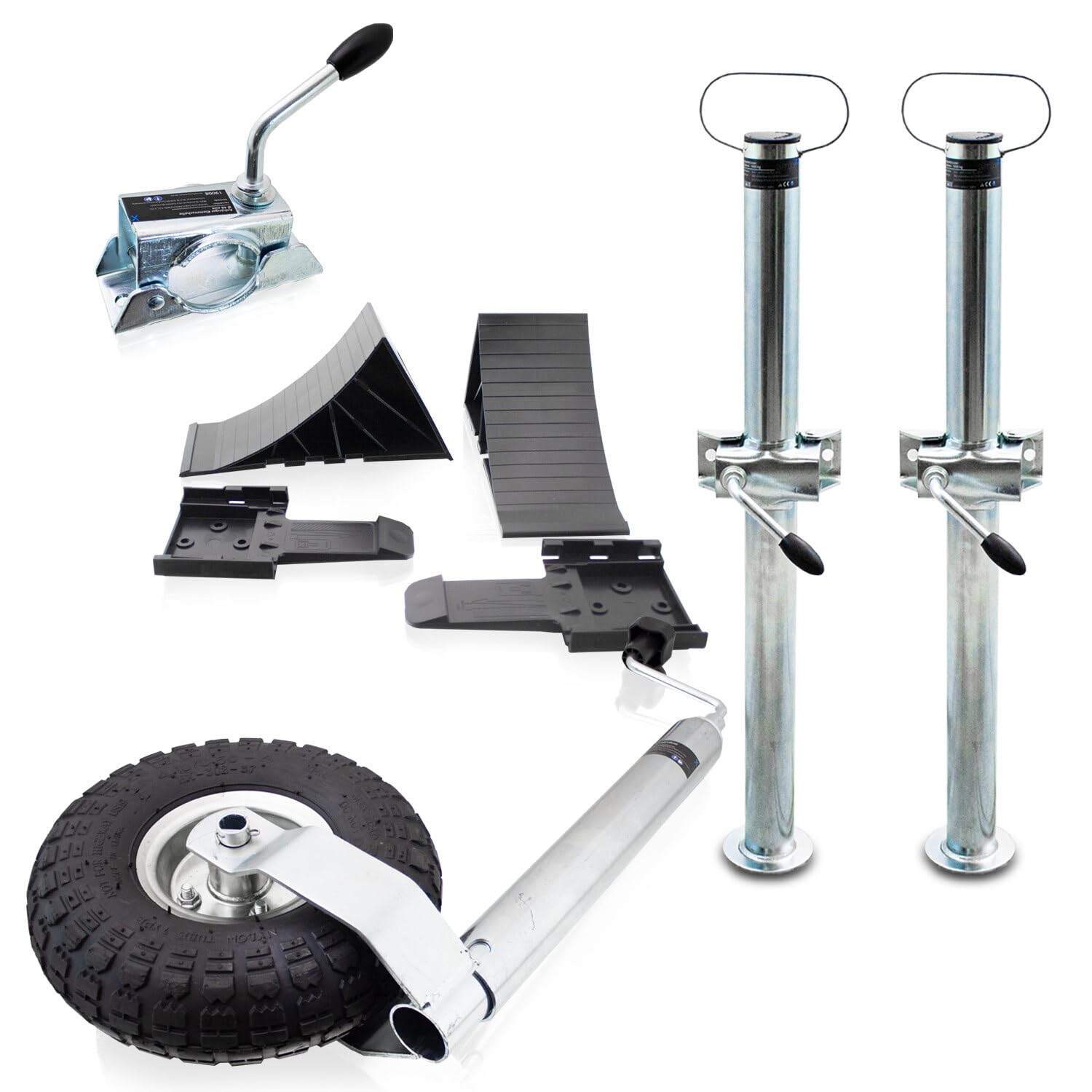 Bituxx Anhänger Stützrad Stützen Unterlegkeile Halter Klemmschellen - 10 Teile Set