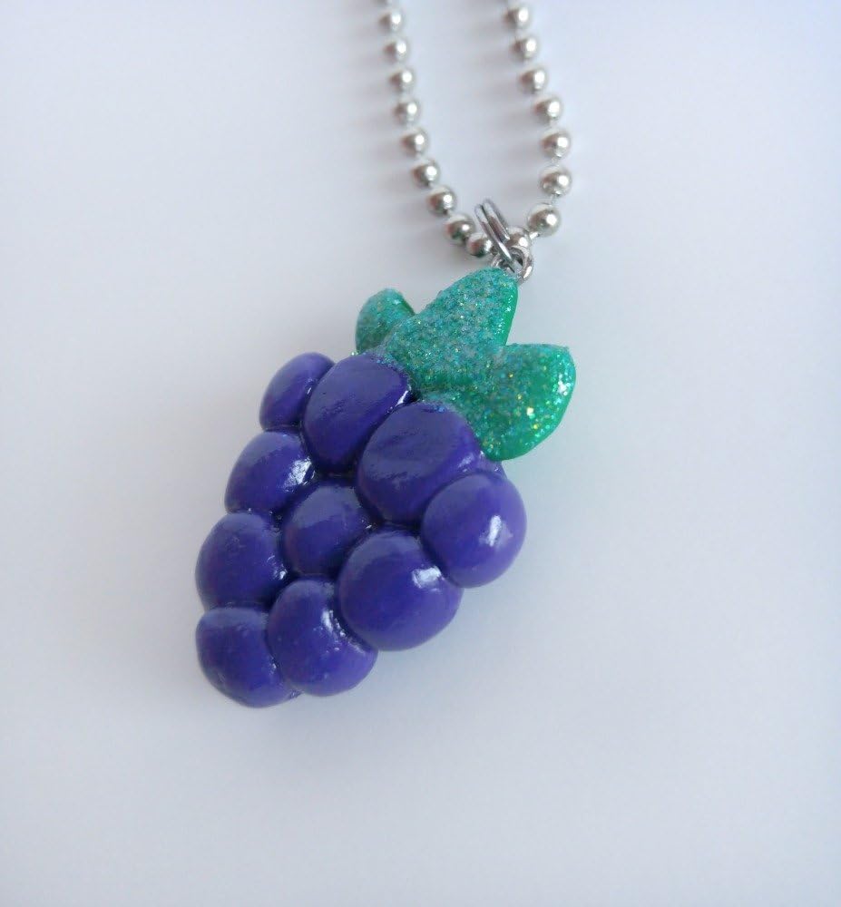 Grapes Glitter Necklace - Handmade Polymer Clay