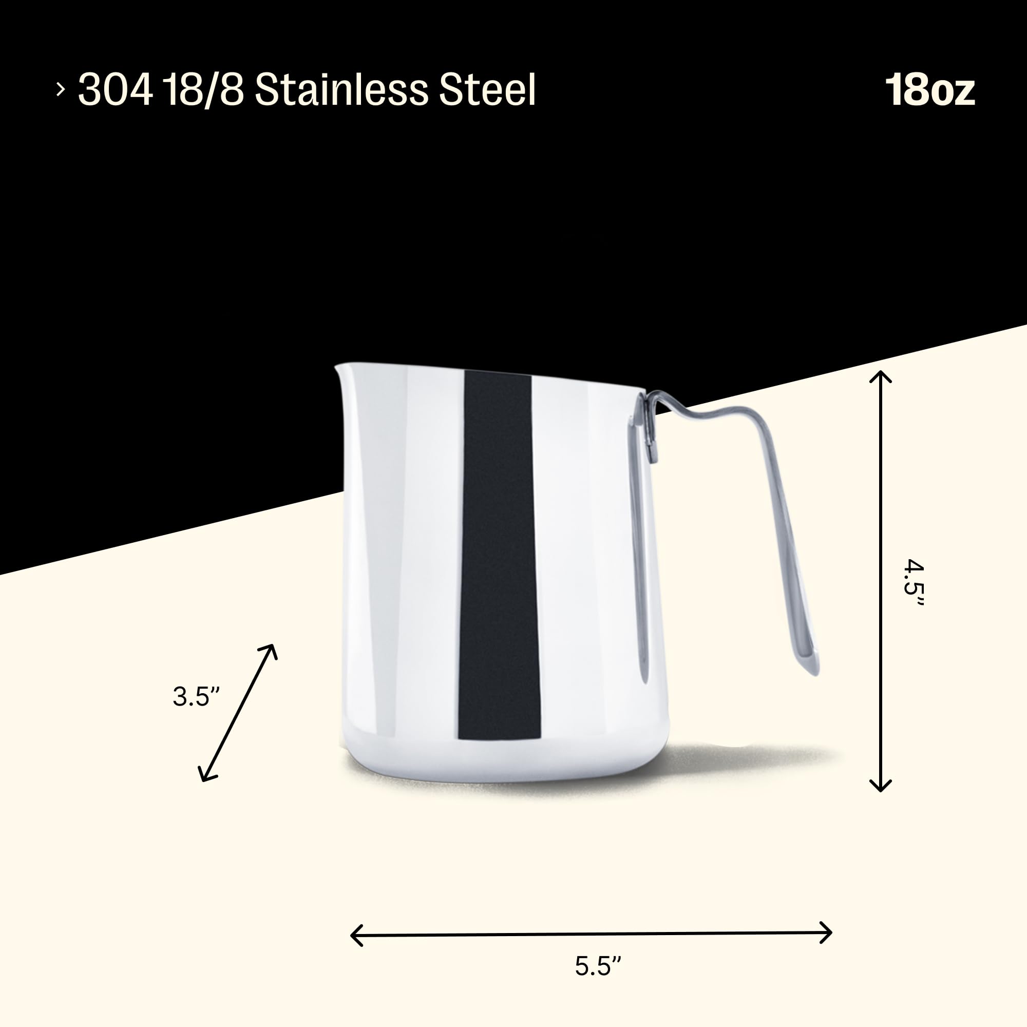 Fellow Milchkännchen Edelstahl 457 ml für Latte Art, Barista Milchkanne
