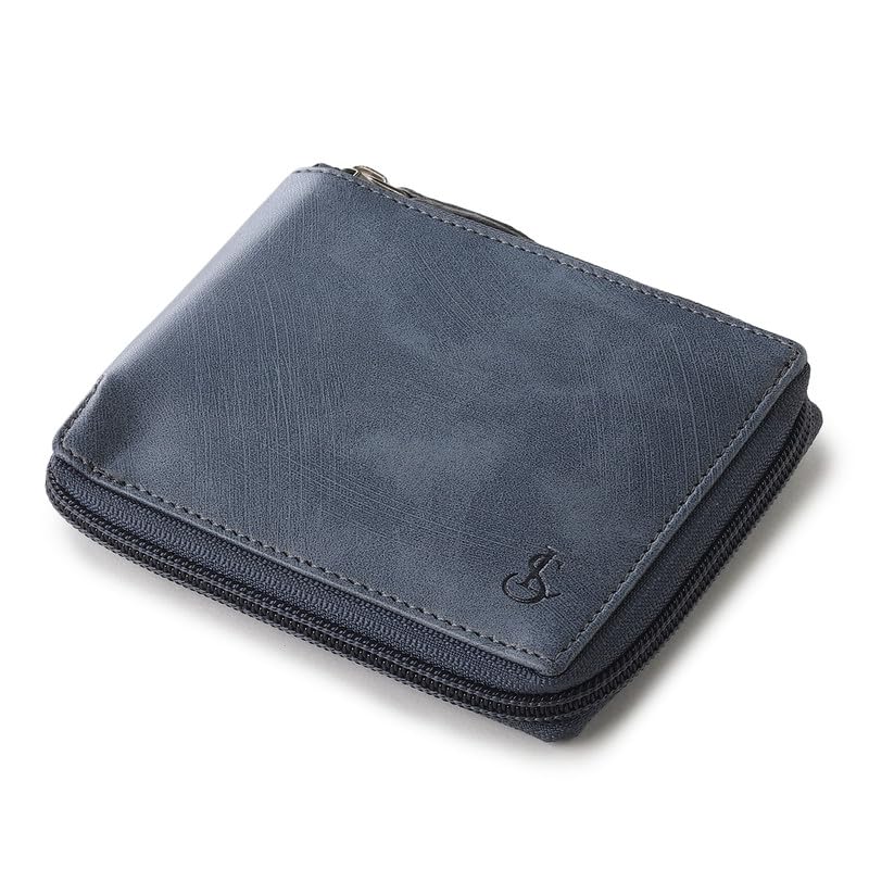 SKOVA LONDON Men Vegan Leather Wallets | Premium Slim Zipper Card Holder Wallet for Man | Stylish Pocket Wallet with Multiple Card Slots | Best Gift for Men