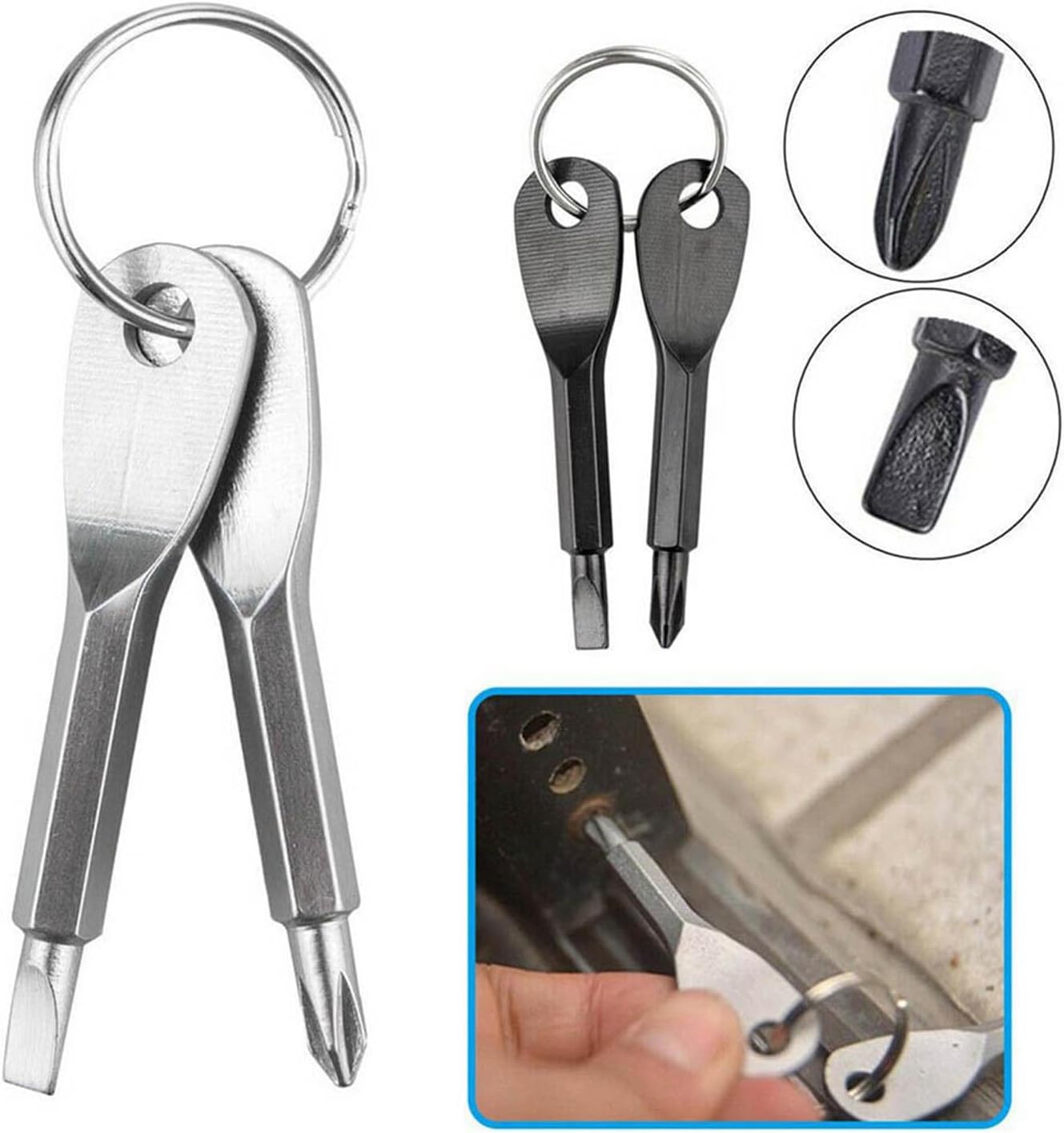 4PCS Portable Multifunction Key Chain Screwdriver Mini Key Gifts for Men,Portable Keychain Screwdriver Set