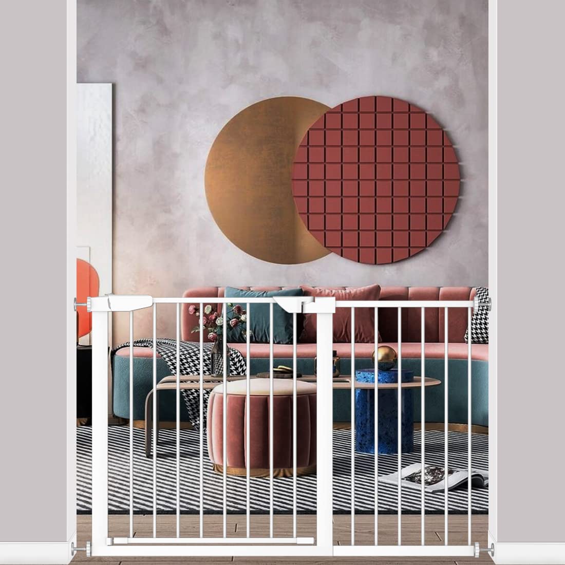 Fairy Baby Child Baby Gates for Doorway Stairs Indoor Stairway Gate for Kid or Pet Dogs Walk Through Pressure Mounted 46.06"-48.82"