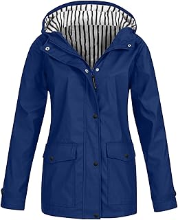 Waterproof Rain Jacket Women Fall Winter Jacket Outdoor Sports Hooded Trench Jacket Solid Zip Up Windbreaker Parka