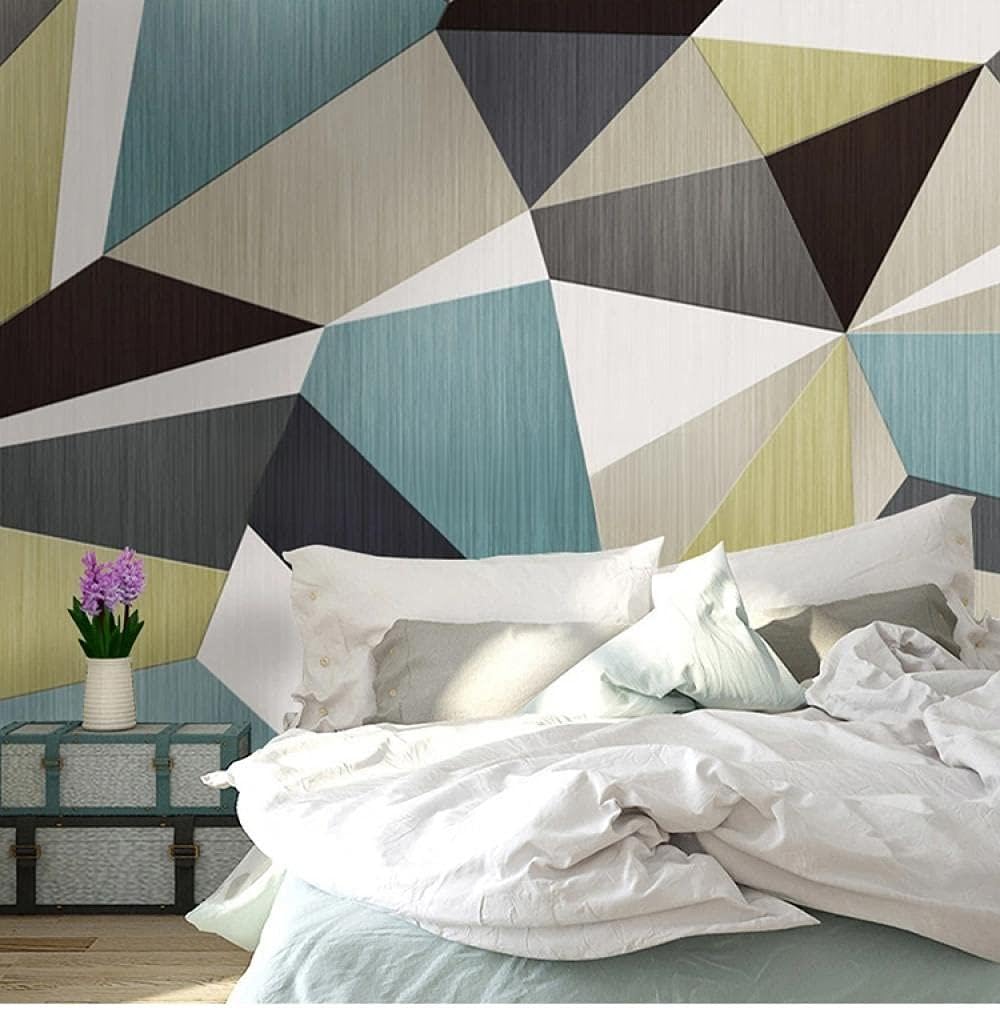 Papier peint personnalisé haut de gamme bleu vert géométrique 350x245 cm
