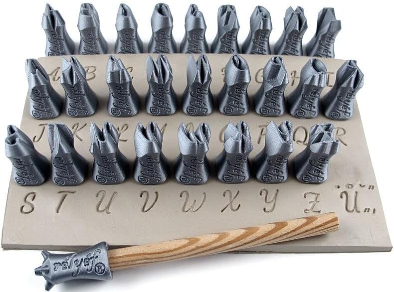 Script Alphabet Clay Stamps | Uppercase