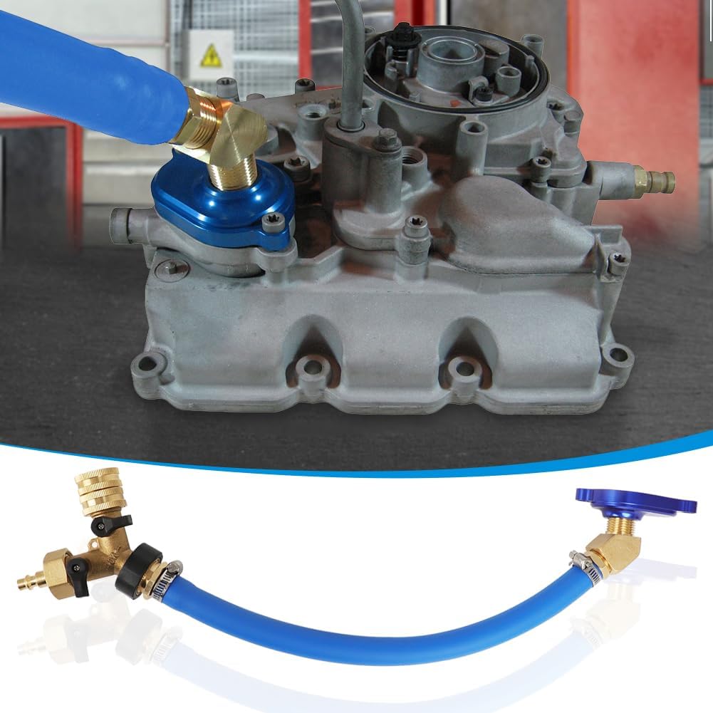 6.0L Oil Cooler Flush Kit With "T" Port and Aluminum Anodize Adapter VT365 VT275 replacement for 2003-2010 Ford