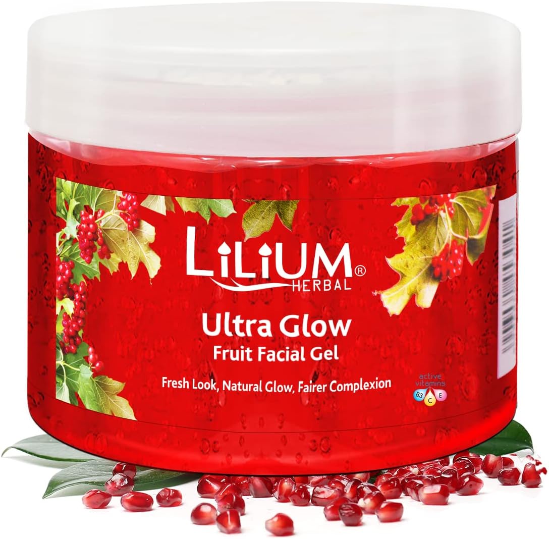 Lilium Herbal Ultra Glow Fruit Facial Gel 900ml, Fresh Look, Natural Glow, Farrier Complexion, Soothing and Calming, Quick Absorption, Antioxidant Boost, All Skin Type, For Women & Men