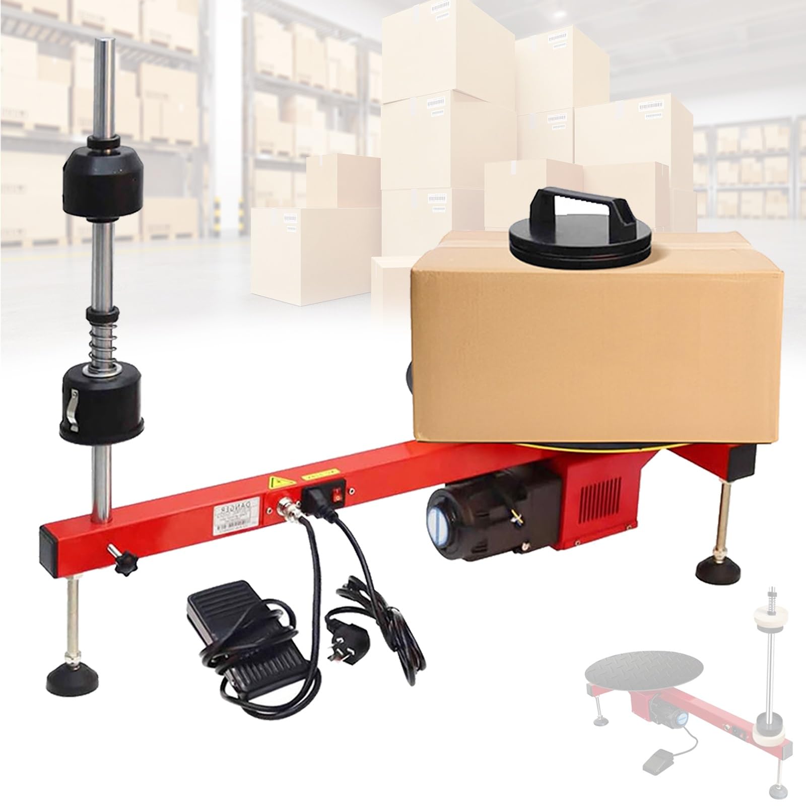 Wrap-Around-Folienpresse, Stretchfolien-Wickelbank, Automatische Palettenverpackungsmaschine, Geschwindigkeit 50 U/min, 40 cm Drehteller, Höhe: 80/60 cm for Paketkarton-Gepäcklager(80cm)