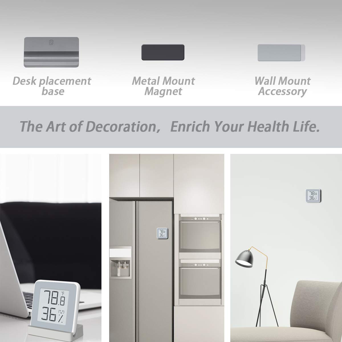 Homidy Digital Hygrometer Indoor Thermometer, 360°HD EInk Display