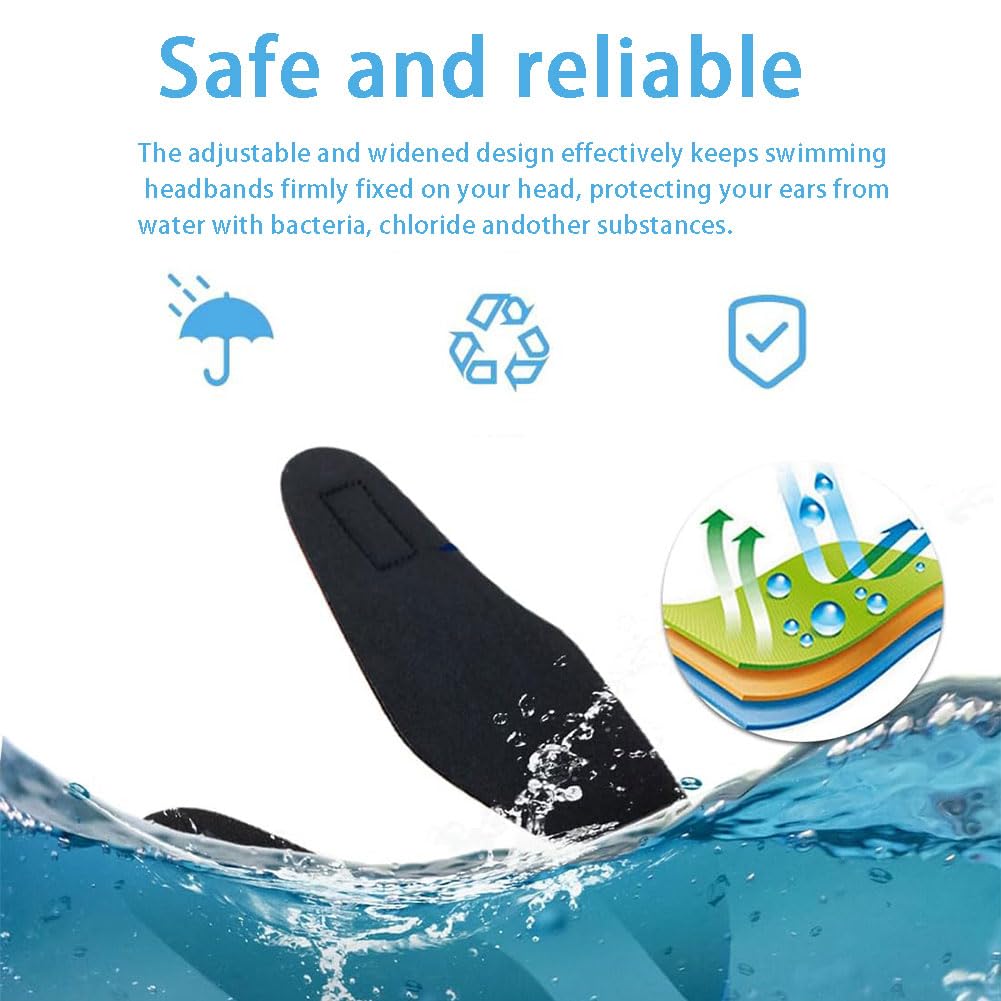 Elastica Fascia da Nuoto, 2 Pezzi Fascia di Protezione per Orecchi da Nuoto, Protezione per Orecchie in Neoprene per Bambini e Ragazzi, Fascia Impermeabile per Nuotare