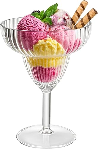 Miniatura 8 de Juego de 6 vasos de Margarita con tallo, 14 onzas, copas de acrílico transparente para fiestas, cristalería de tequila acanalada reutilizable,