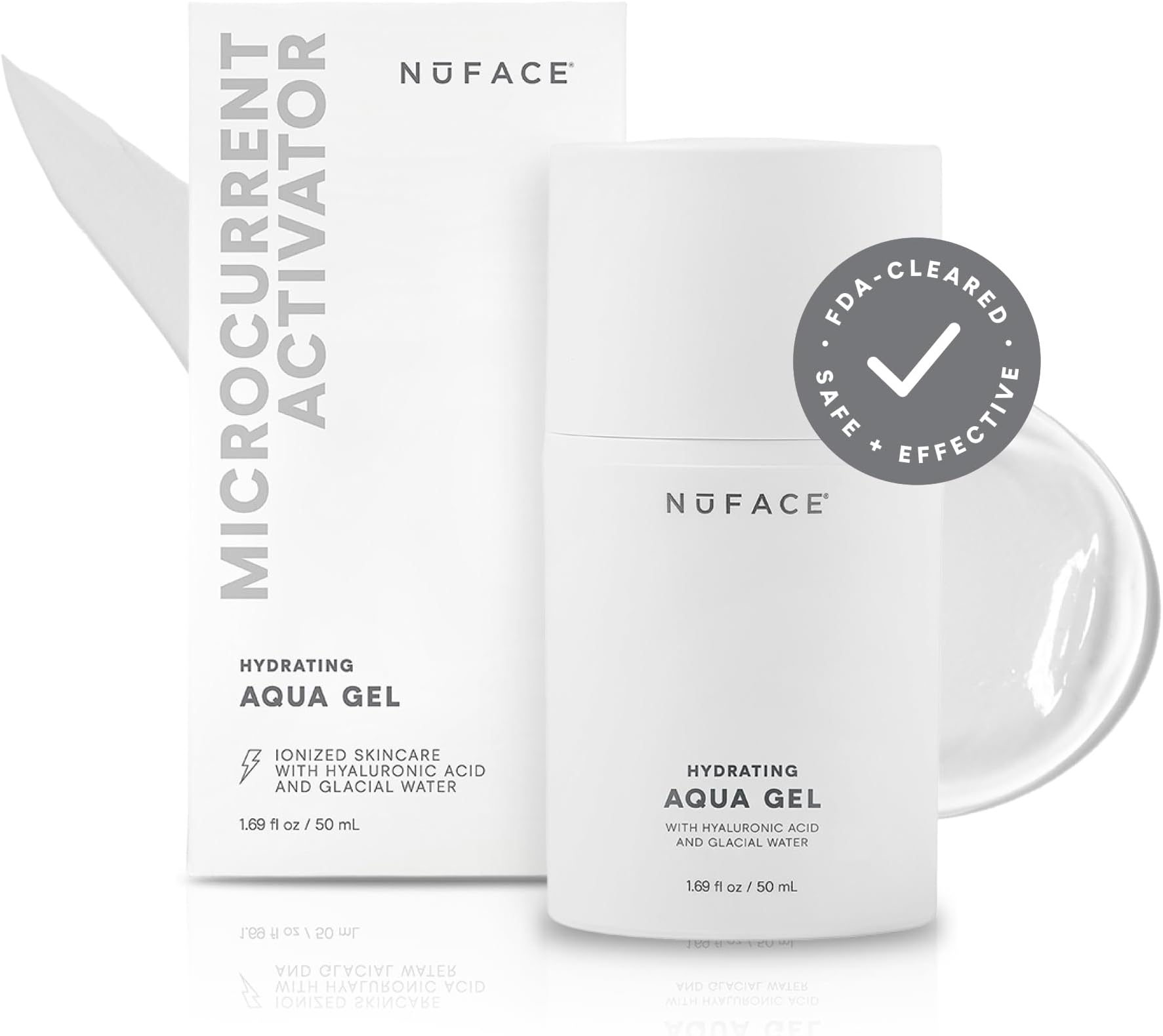NuFACE Aqua Gel Activator - Microcurrent Conductive Gel & Activator Powered by IonPlex & Hyaluronic Acid to Enhance Results of NuFACE Microcurrent Facial Device - Improves Skin Radiance (1.69 oz)