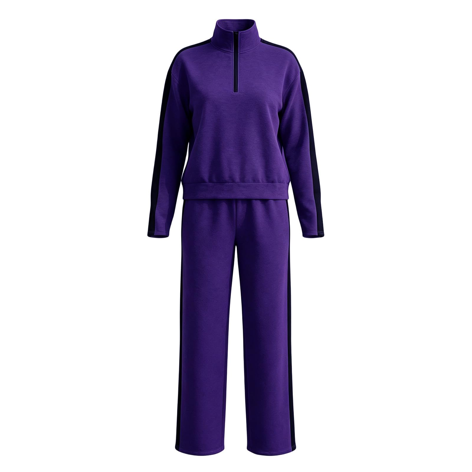 Generico Completo Donna Pantalone Autunno,Completo Casual A Due Pezzi: Felpa Con Mezza Zip Pantaloni Della Tuta Abbigliamento Sportivo
