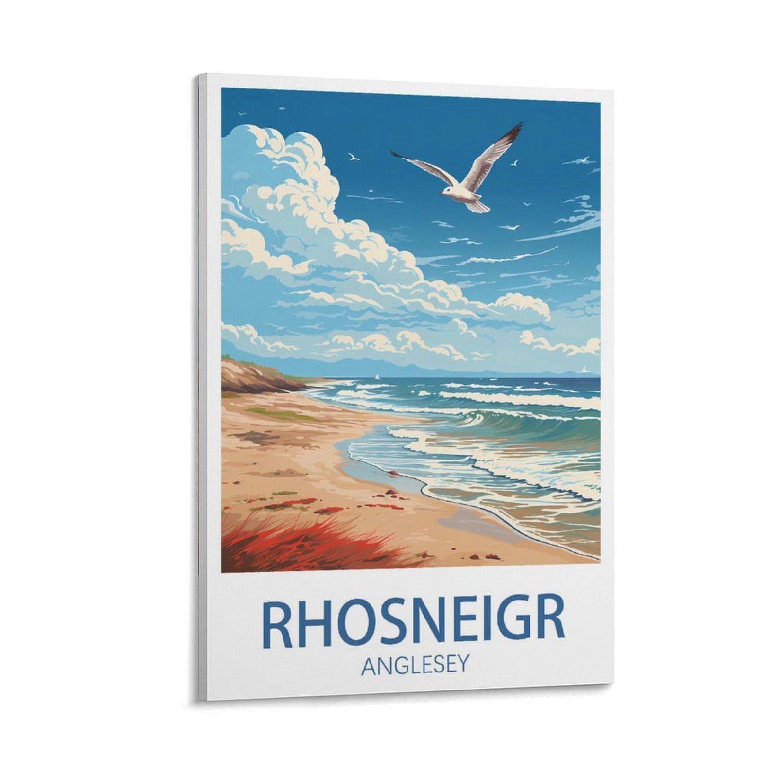 Puplum Frame-Style Rhosneigr Anglesey Vintage Travel Posters Landscape 16X24inch(40X60cm) Canvas Wall Art Posters For Living Room Decor Paintings For Home Decor