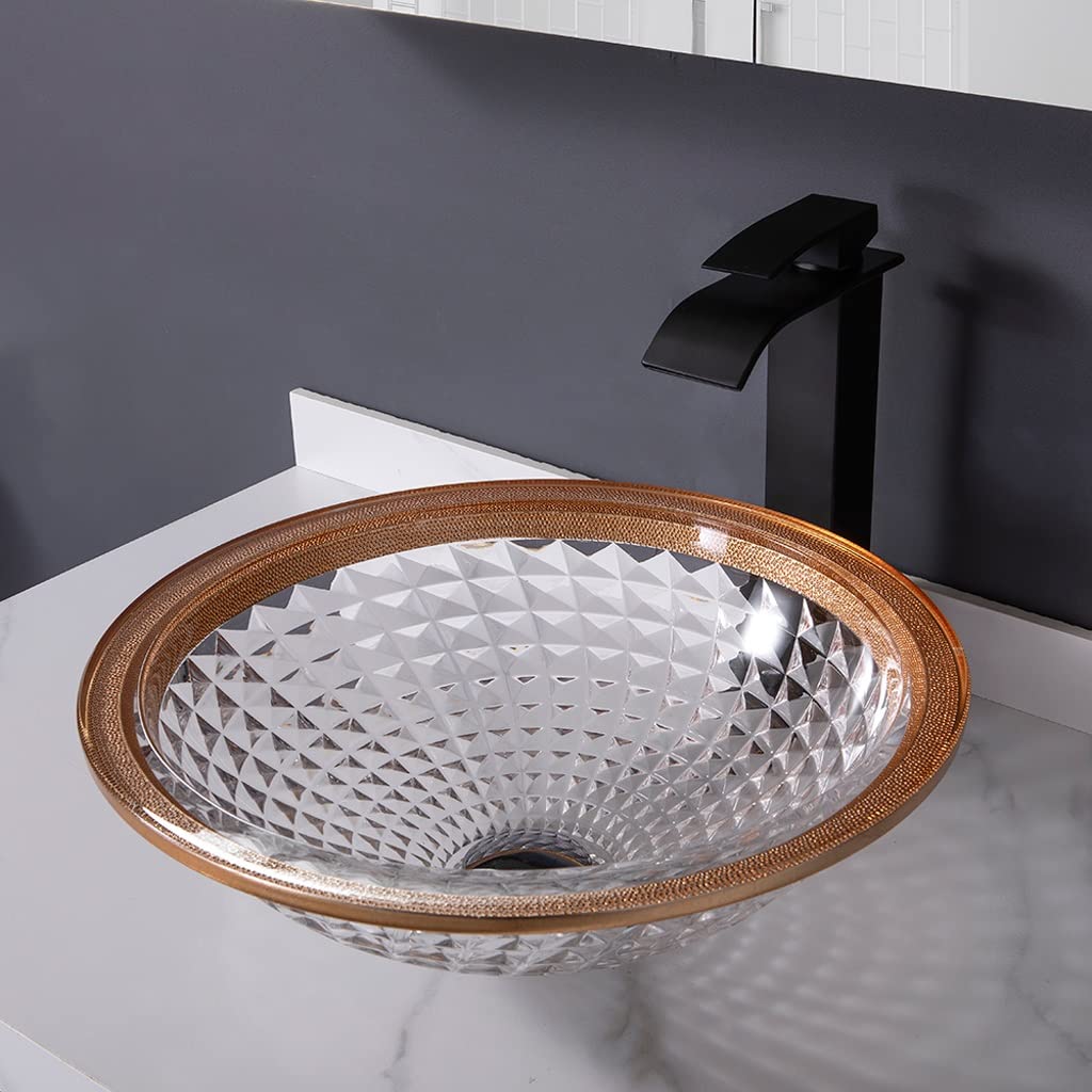 Lavabo Da Bagno Lavabo Da Appoggio Per Bagno Lavabo Da Appoggio Per Bagno Con Bordo Arancione In Vetro Temperato Lavabo Rotondo In Vetro Artistico Lavabi Da Appoggio Per Bagno,Sink Only One Size