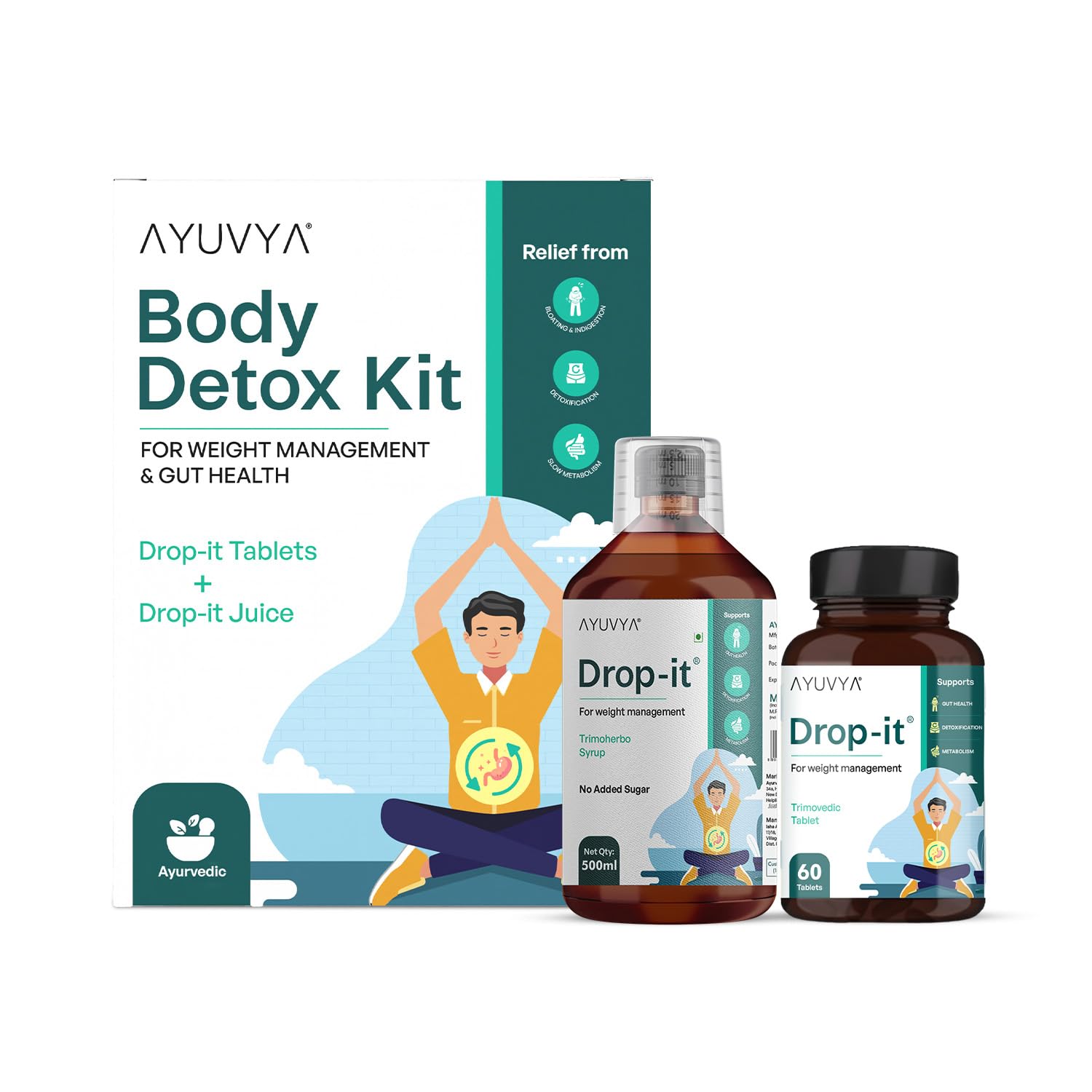 Ayuvya Drop-it Detox Kit | Ayurvedic Detox for Weight Management| Helps Reduce Excess Weight Naturally | Helps Control Cravings & Overeating | 1 Month Pack-image-45