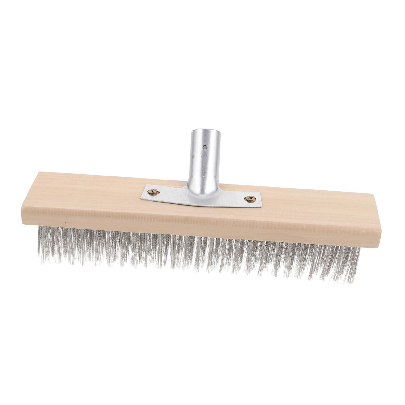 SOLUSTRE Stiff Metal Brush Stainless Steel Bristles Floor Brush Head Deck Brush for Tiles Cleaning Bathroom Kitchen Floors Long Handle Moss Removal Broom