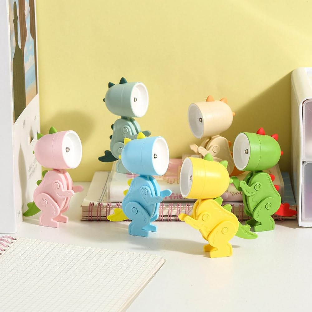 Fowecry 6 Piece Mini LED Desk Dinosaur Shape Lamp Cute Small Phone Holder Plastic 5.1x3.6x9.8cm Portable Reading Table Night Lamp for Kids - Image 4