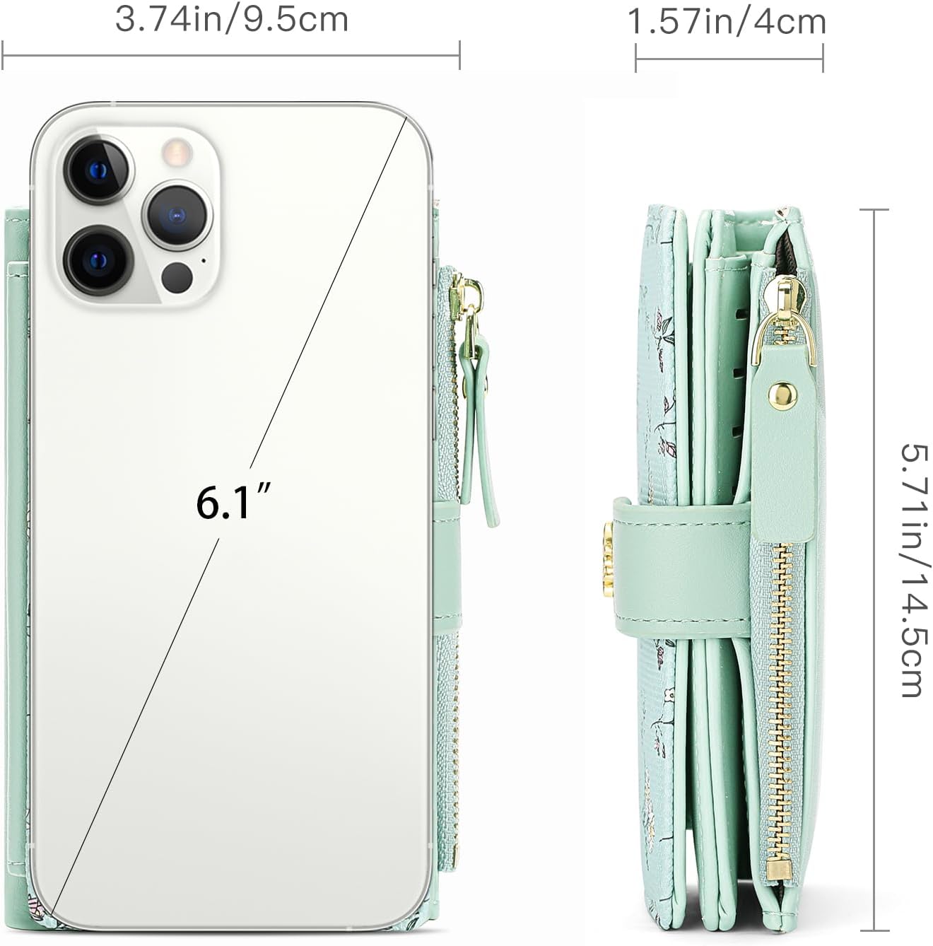 GAEKEAO Wallets for Women RFID Blocking Medium Bifold Ladies Wallet Vegan Leather Floral Card Holder Purse Zipper Coin Pocket - Image 3