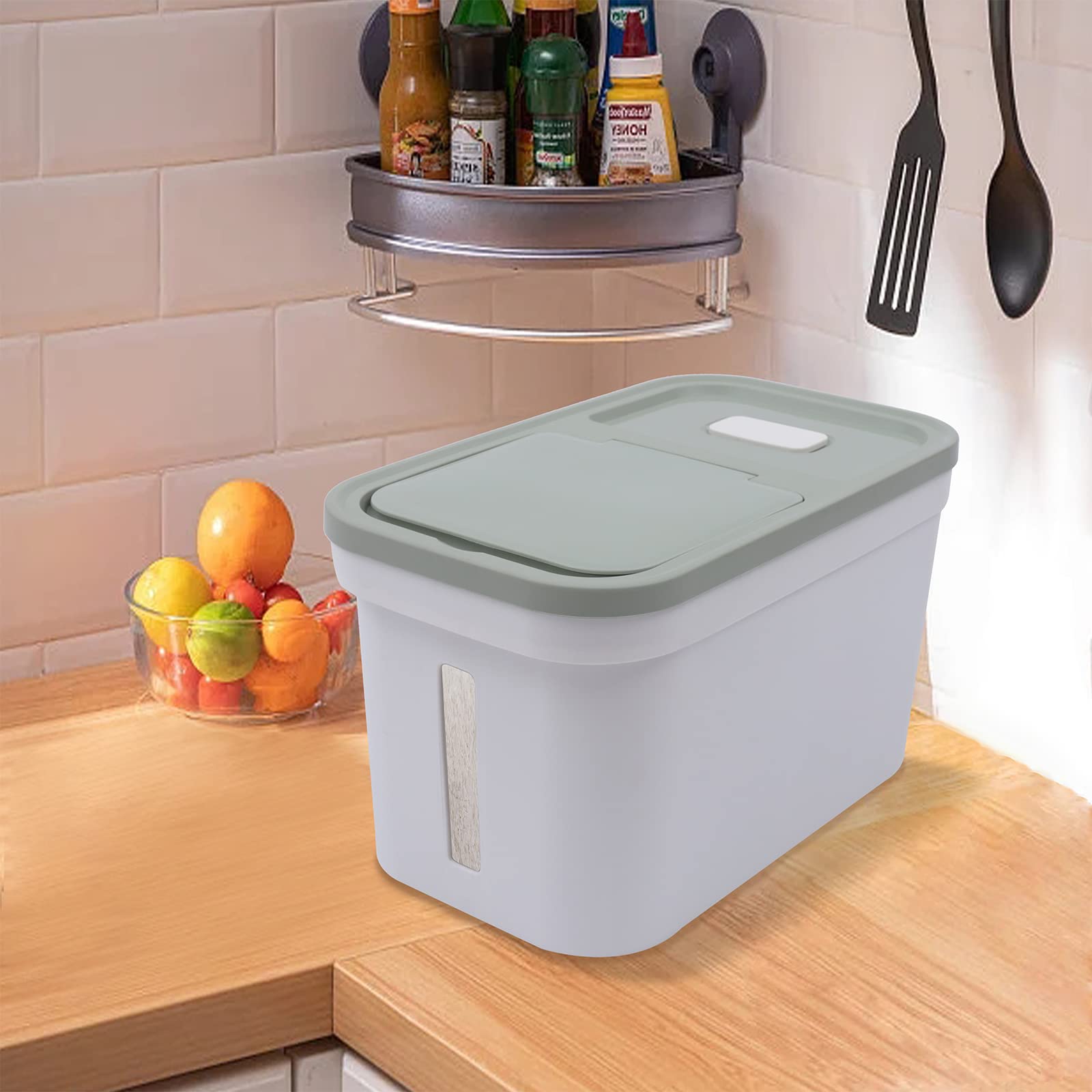 Contenedor de almacenamiento de alimentos de 10 kg, harina, dispensador de arroz, recipiente hermético, recipiente de arroz, recipiente hermético para almacenamiento de alimentos con vaso