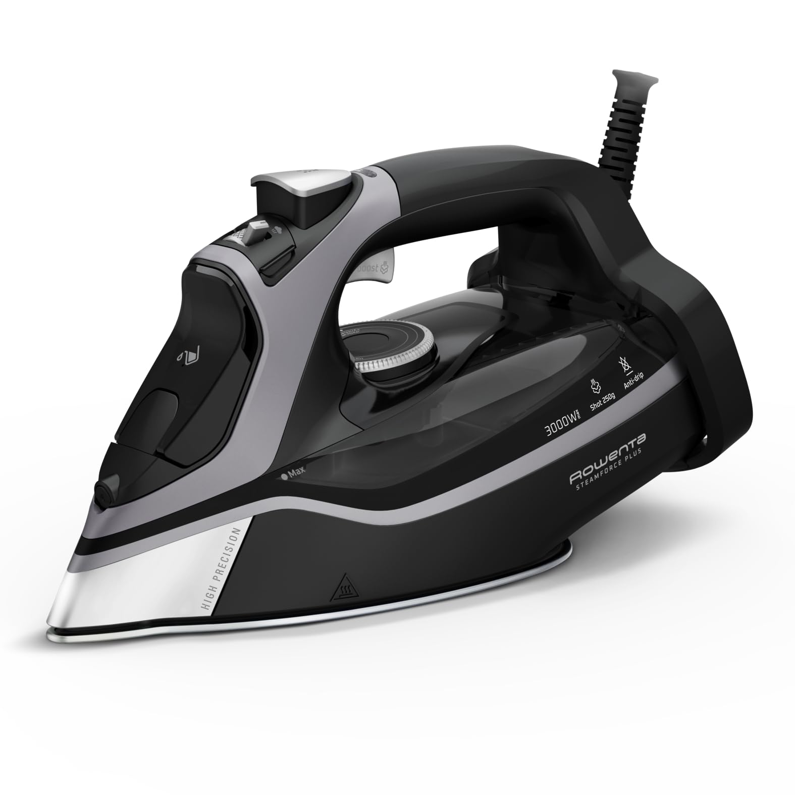 Rowenta SteamForce Ferro da Stiro a Vapore, 3000 W, Erogazione Continua di Vapore da 45 g/min, Getto Vapore da 250 g/min., Antigoccia, Spegnimento Automatico, Serbatoio 350 ml, DW9410