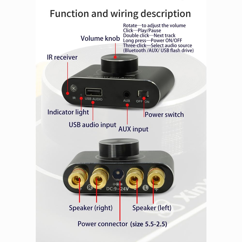 Głośnik Bluetooth 100 W Przenośny system audio stereo z Bluetooth 5.1, AUX, dyskiem U, pilotem do użytku w domu, samochodzie i w podróży (Black)