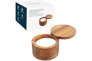 KITCHENDAO Acacia Wood Salt Cellar Bowl Box
