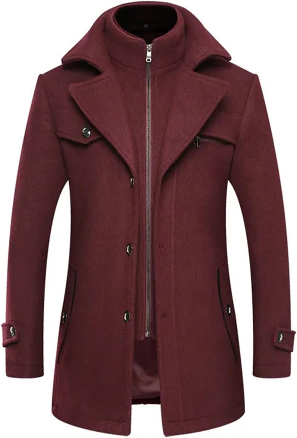 Men Wool Blends Trench Coats Turn-Down Collar Jacket Casual Business Long Jackets Casual Warm Overcoats Male
