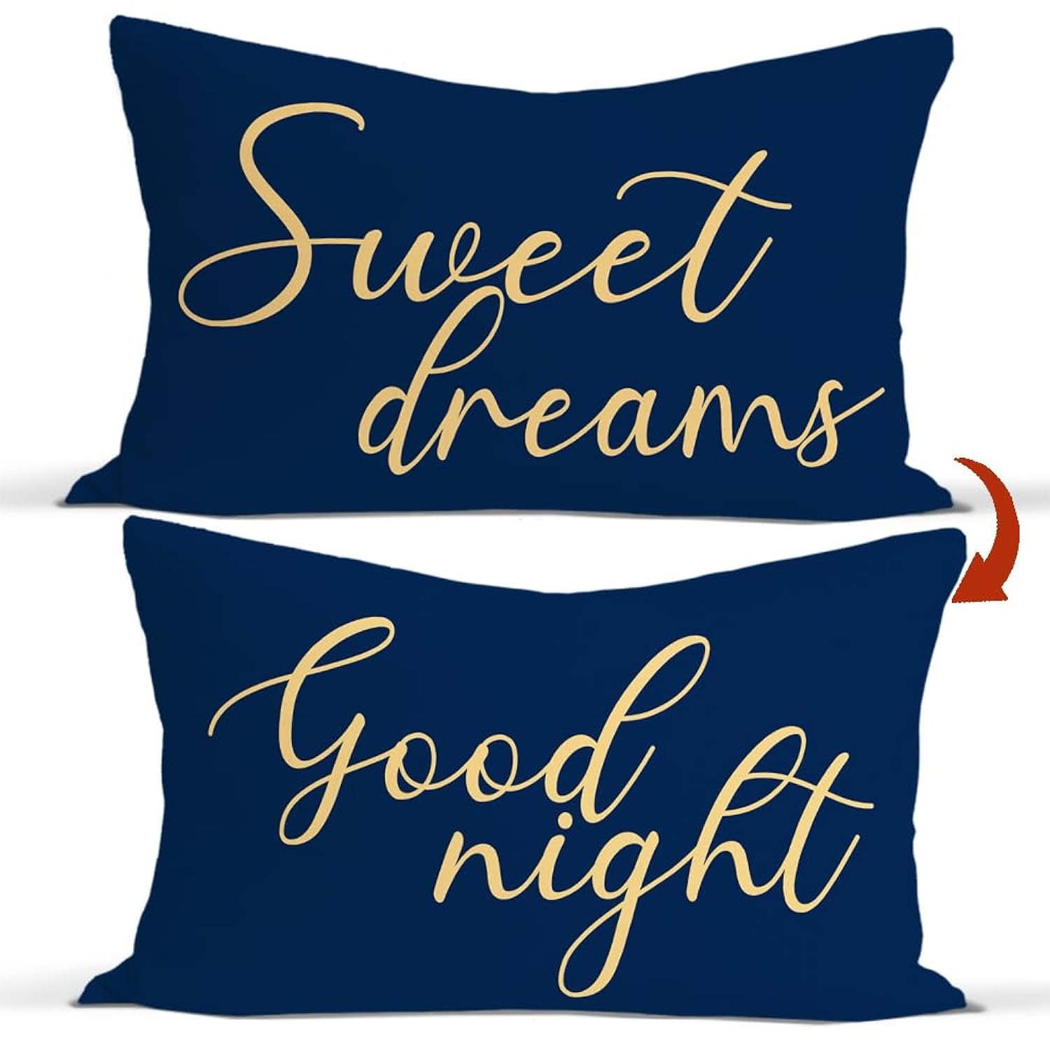 Rusenbao Navy Blue Throw Pillow Covers for Bed Sweet Dreams Good Night 12 x 20 Lumbar Pillowcase Decorate