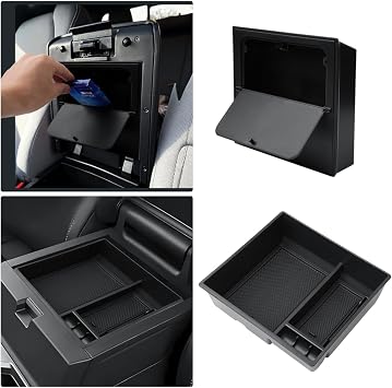 Karltys 2 Pcs Center Console Organizer for Toyota 4Runner 2025 2026 Interior Accessories, Middle Console Organizer with Coin Slot, Armrest Organizer with Silicone Mat Hidden Storage Box