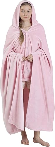 NANPIPER Manta de gran tamaño con capucha para mujer, manta suave y mullida, microfibra de forro polar de felpa cálida, 65 x 80 pulgadas, gris claro