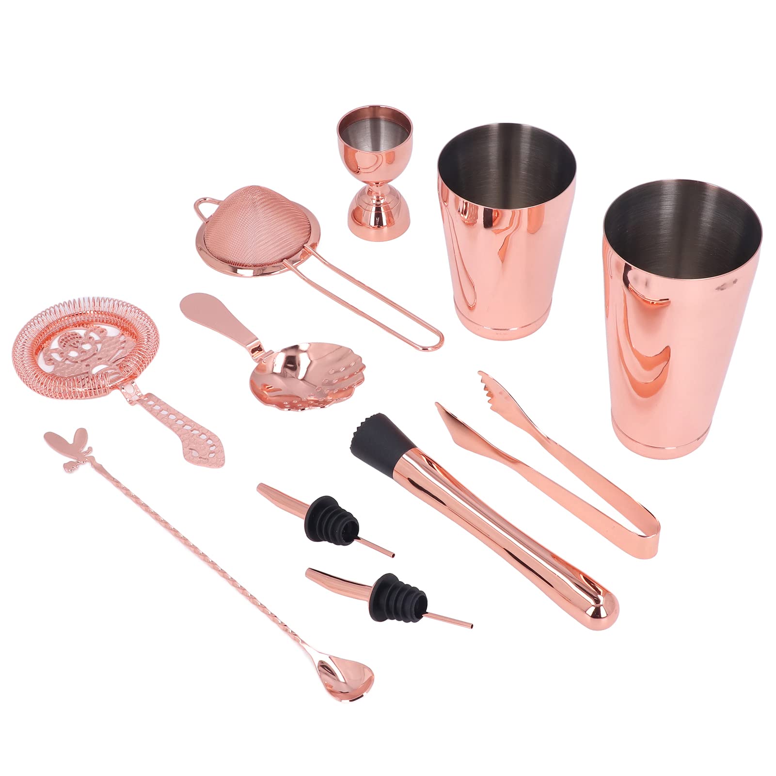 Conjunto de coctelera de cóctel de 11 piezas, kit de cóctel de acero inoxidable, conjunto de bar, mezclador de bebidas con accesorios esenciales, coctelera, Jigger, colador,