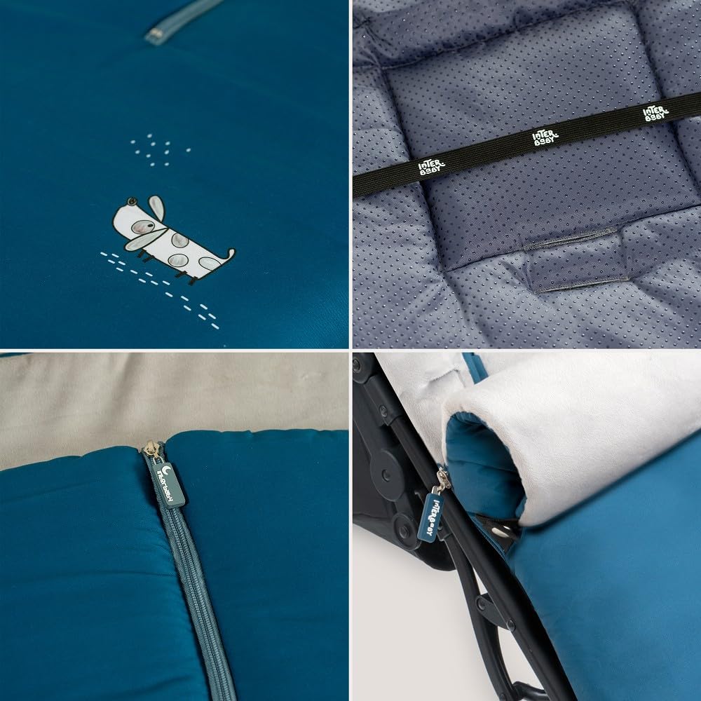 Interbaby Chanceliere Bebe Poussette Couverture Poussette Bebe Hiver, Doux | Sac de Couchage Poussette Bebe Détachable, Double Ouverture, Lavage Facile, Matériaux Antiallergiques, Chiots Bleus
