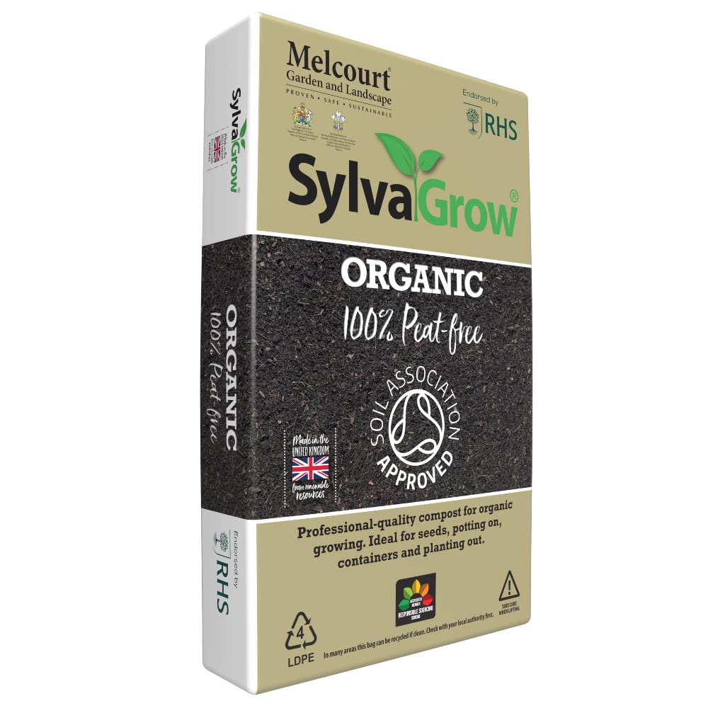 Sylvagrow 100% Peat Free Eco Friendly Organic Multipurpose Garden Compost | Organic Fertilizers Seaweed Meal | Soil Association Approved | Wide Range of Uses | RHS Endorsed | New 40lt