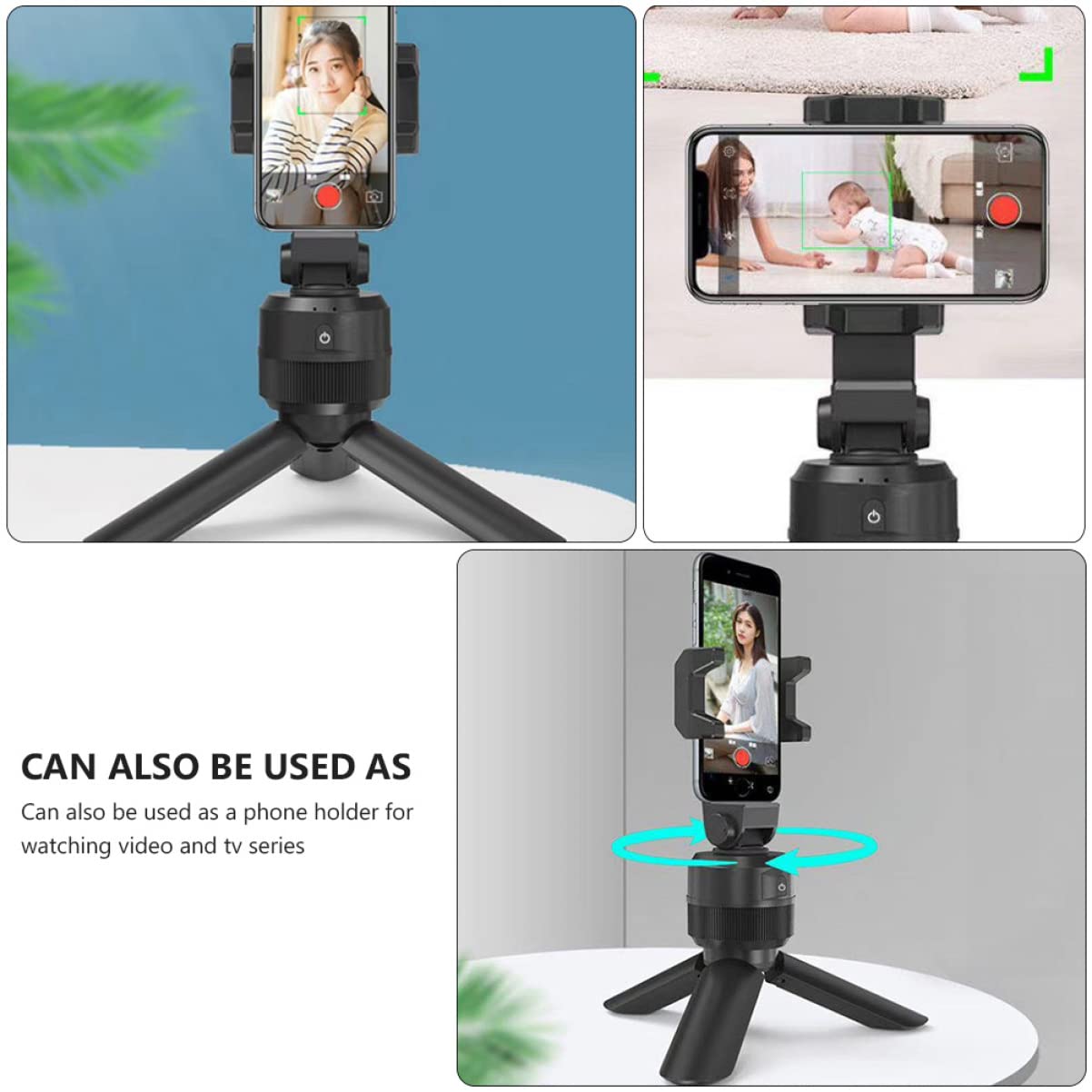 Uonlytech Soporte Giratorio para Teléfono Seguimiento Facial Trípode Inteligente Cardán 360 Grados
