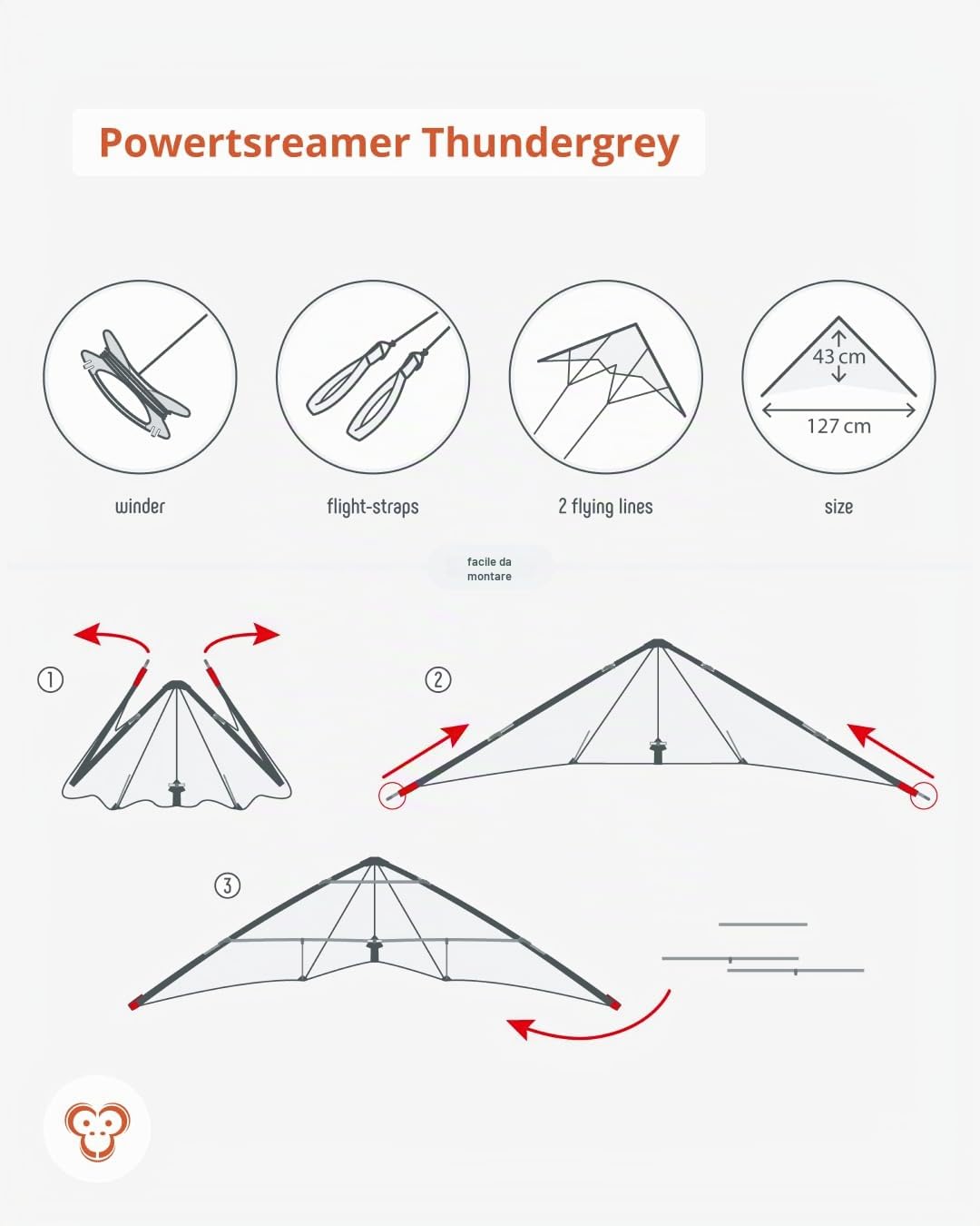 Skymonkey Powerstreamer Aquilone XXL, Aquilone Sportivo per avanzati, 212 cm