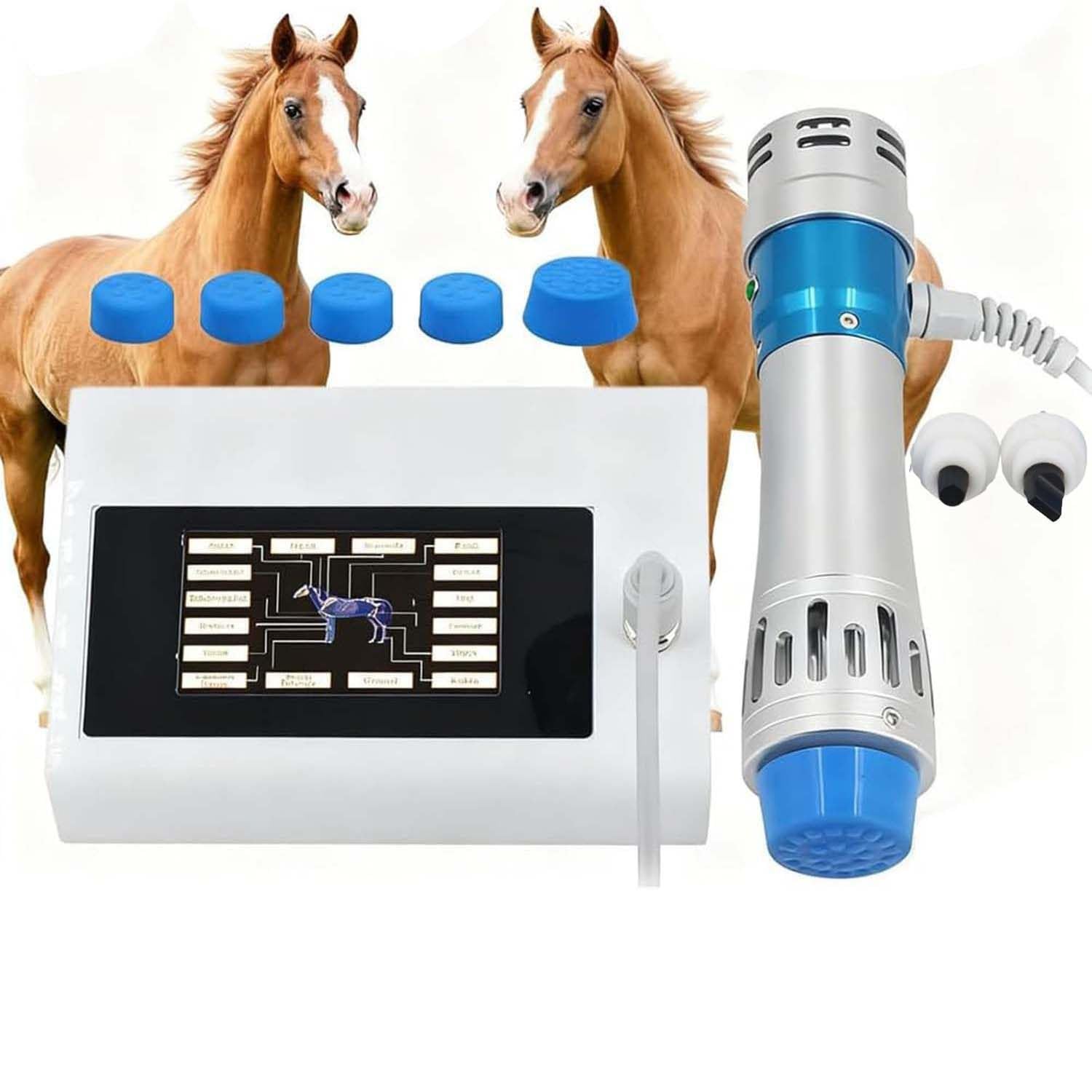 DPLWJPP Horses Extracorporal Shockwave Therapy Machine Veterinary Shockwave Therapy Machine for Horses Animal Shock Wave Massager with 7 Deep Tissue Massage Heads