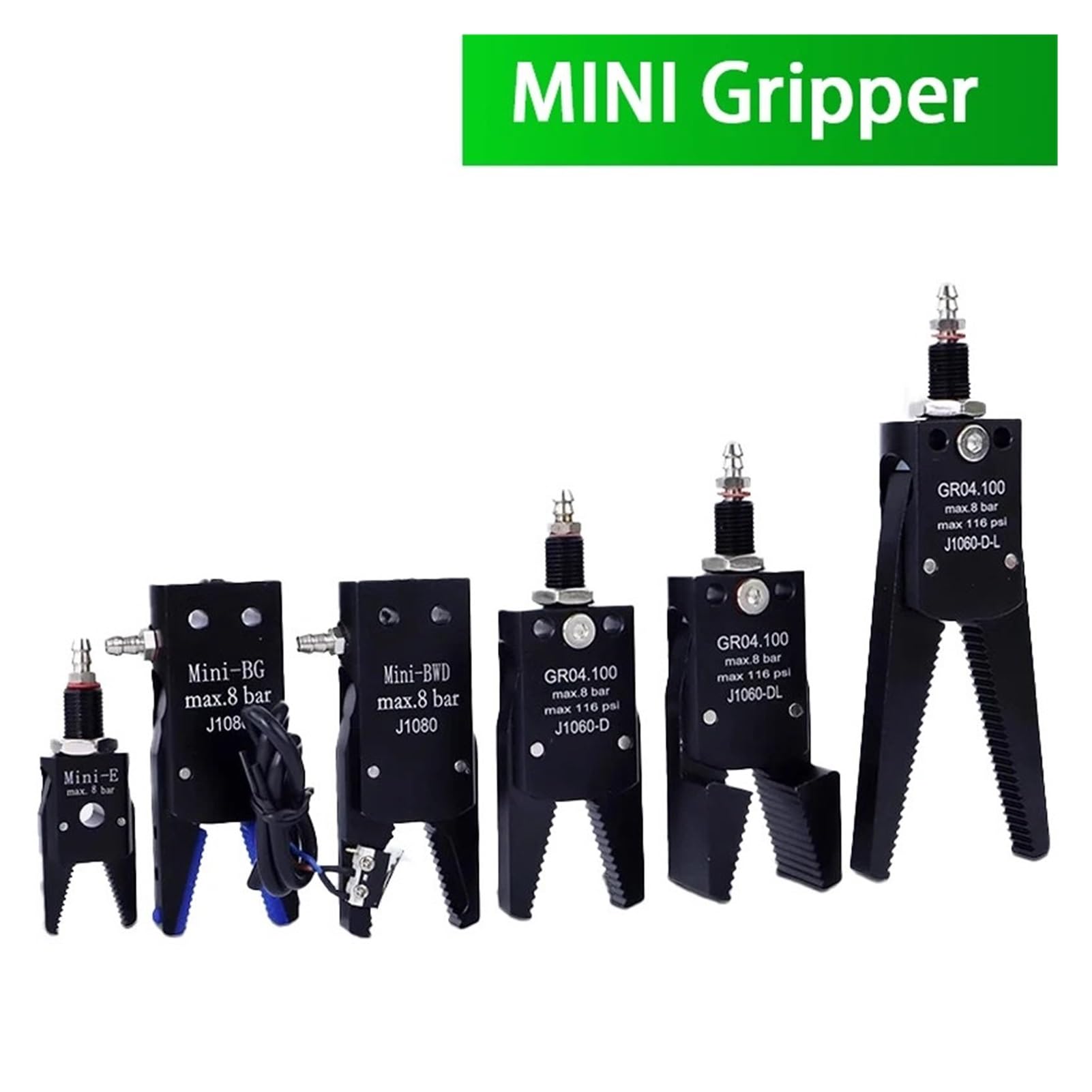 Pinza pneumatica a doppia azione a 2 griffe, Serie di pinze pneumatiche for robot industriali e stampaggio ad iniezione Multicolor(Black)