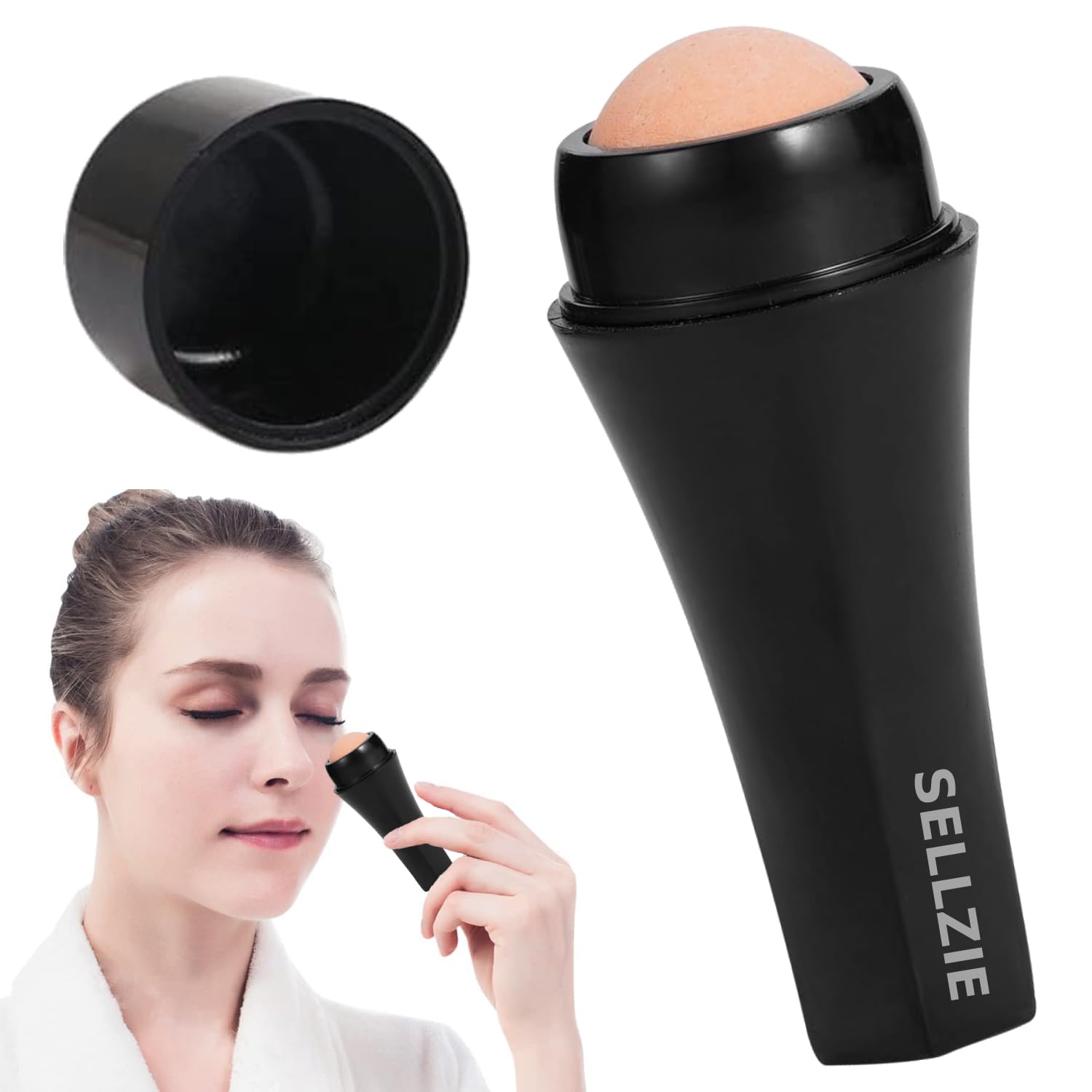Sellzie Mattifying Oil-Absorbing Volcanic Roller | Reusable Facial Skincare Tool for Oily Skin | Face Roller with Makeup Sponge to Remove Excess Shine | Natural Oil Control & Travel-Friendly-image-34