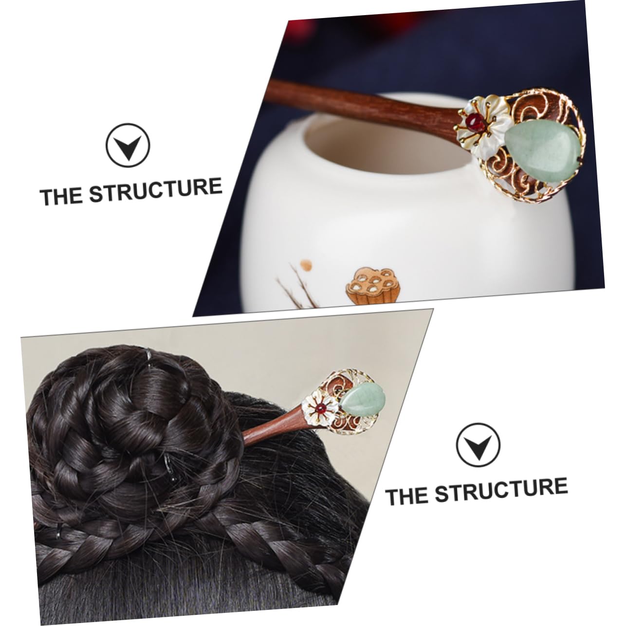 FRCOLOR 5pcs Hanfu Horquilla Hairstick Palillos de Pelo Retro Pelo Chino Hanfu Japonés Pelo Para Mujeres Horquilla Japonesa Sándalo Rojo Palillo Flor de Concha Mujer