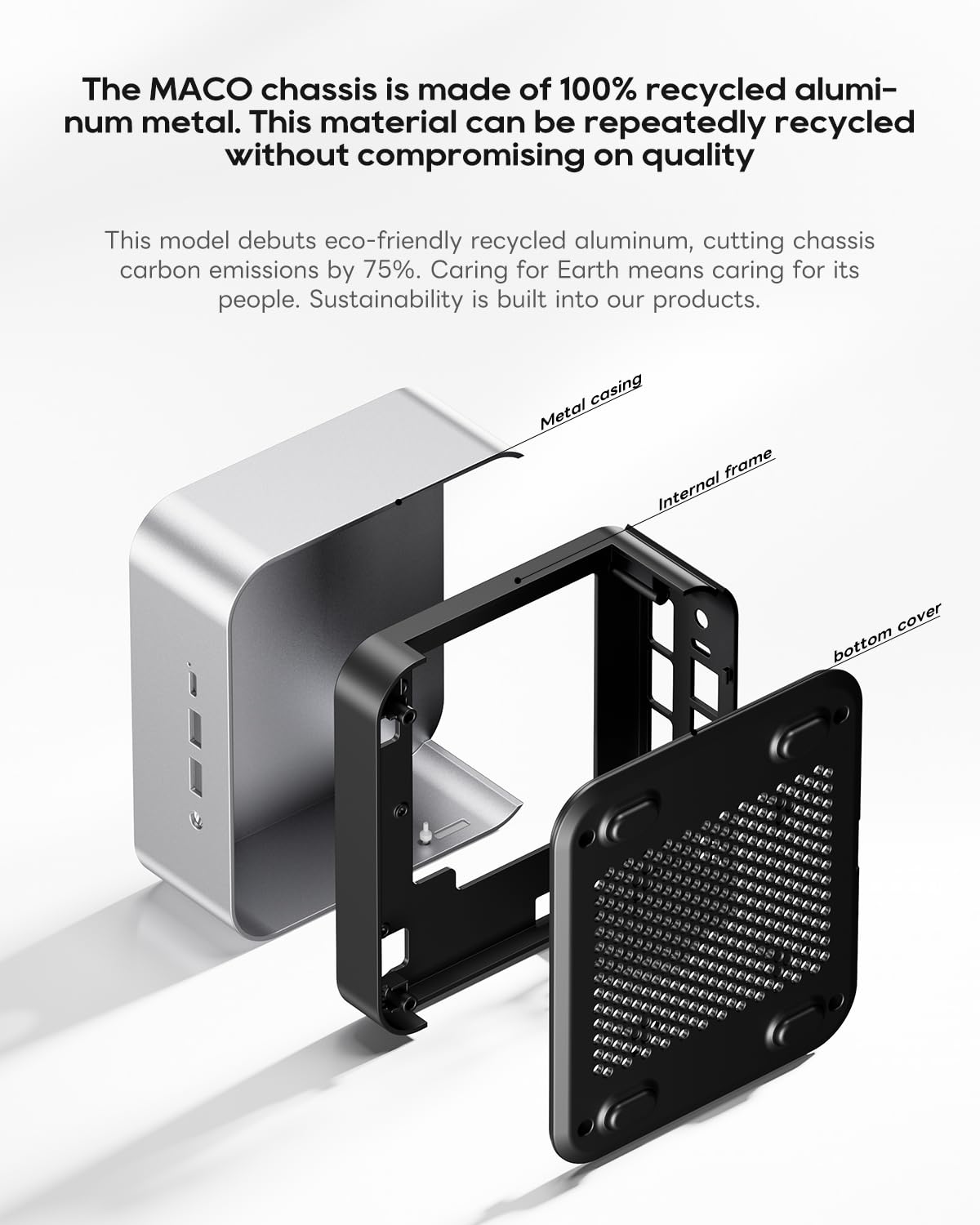 AOOSTAR Mini PC MACO AMD R7 H255 (8C/16T, até 4,9 Ghz), SEM RAM