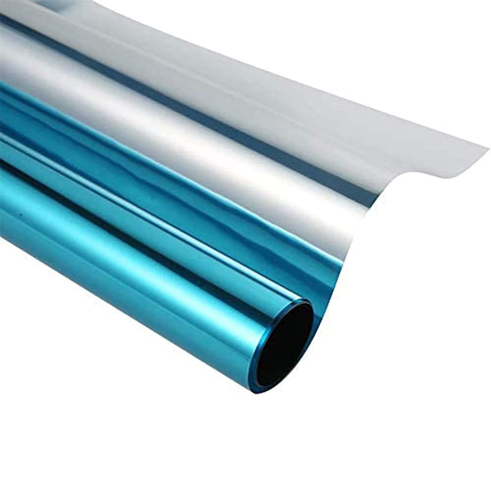Wwyl Blue Silver One Way Window Film Privacy, Reflective Window Film Anti Glare, Mirror Window Film Heat Reducing, Window Tint Film Uv Blocker, Static Cling Reflective Film. (,90X400cm)