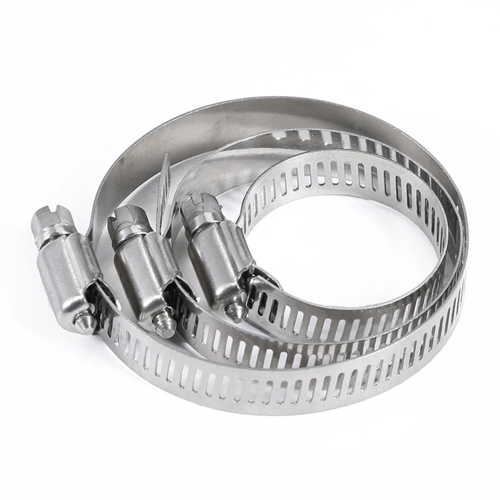 5 abrazaderas de manguera de acero inoxidable con engranaje helicoidal ajustable de 16 mm a 165 mm para tuberías de agua (141-165 mm)