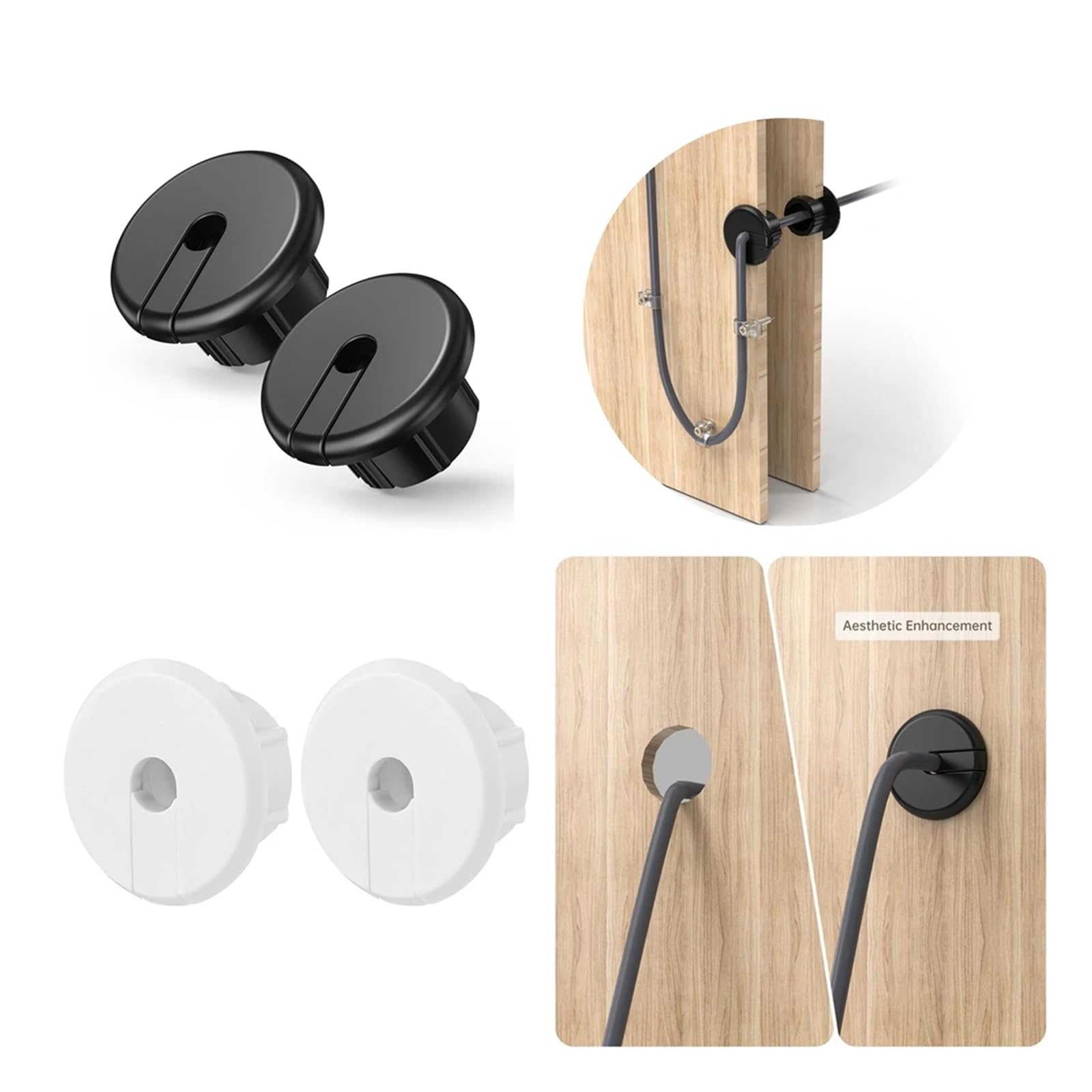 Wandlochabdeckung, 6 Stück, Wandloch-Rohrhülsen, Kabelhülsen-Adapter für Kabel, Drähte, Möbel (weiß)