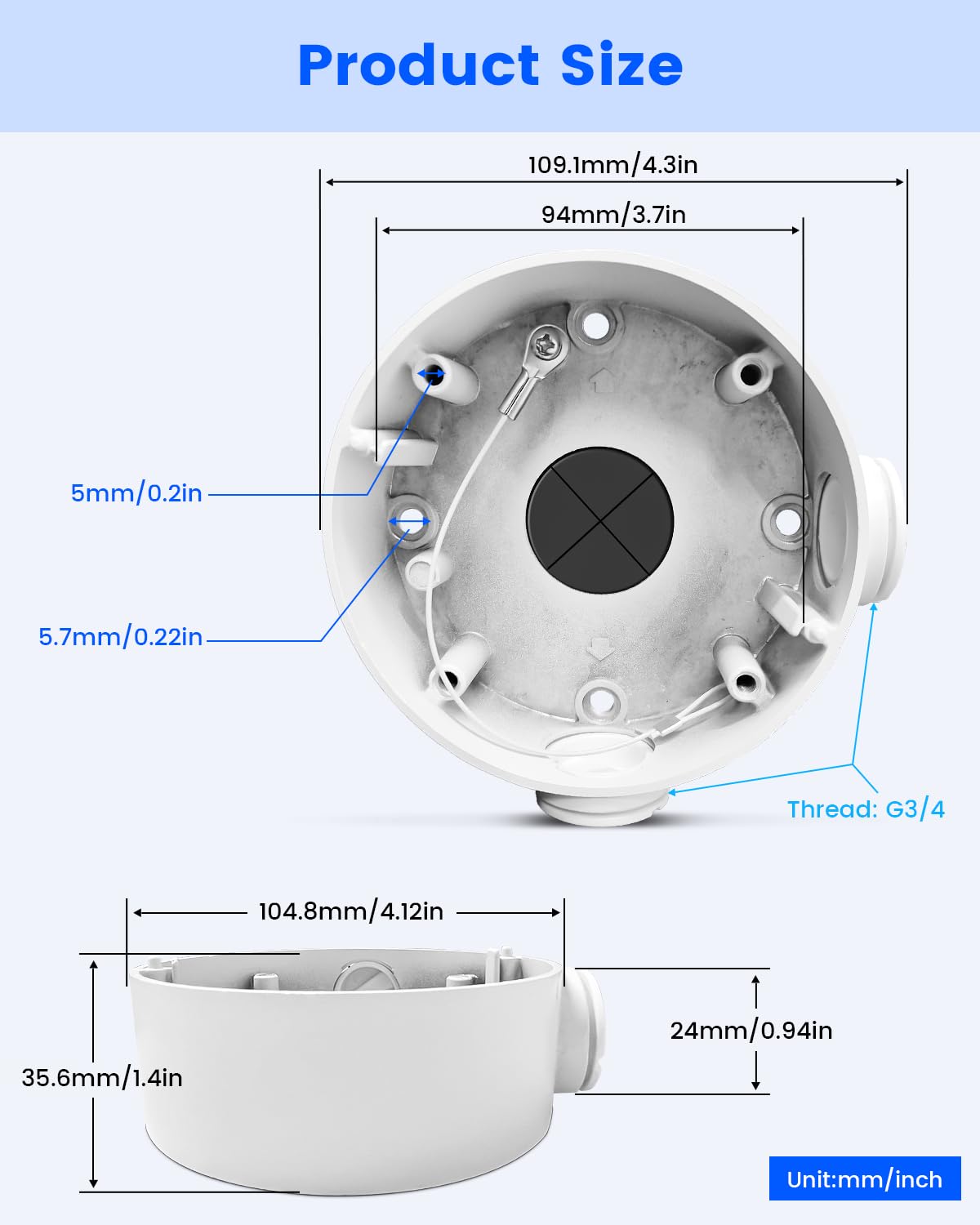 KU-DS-1260ZJ Scatola di giunzione in alluminio per telecamere di sicurezza HIK Bullet Staffa di montaggio a parete per telecamera di sorveglianza IP POE esterna
